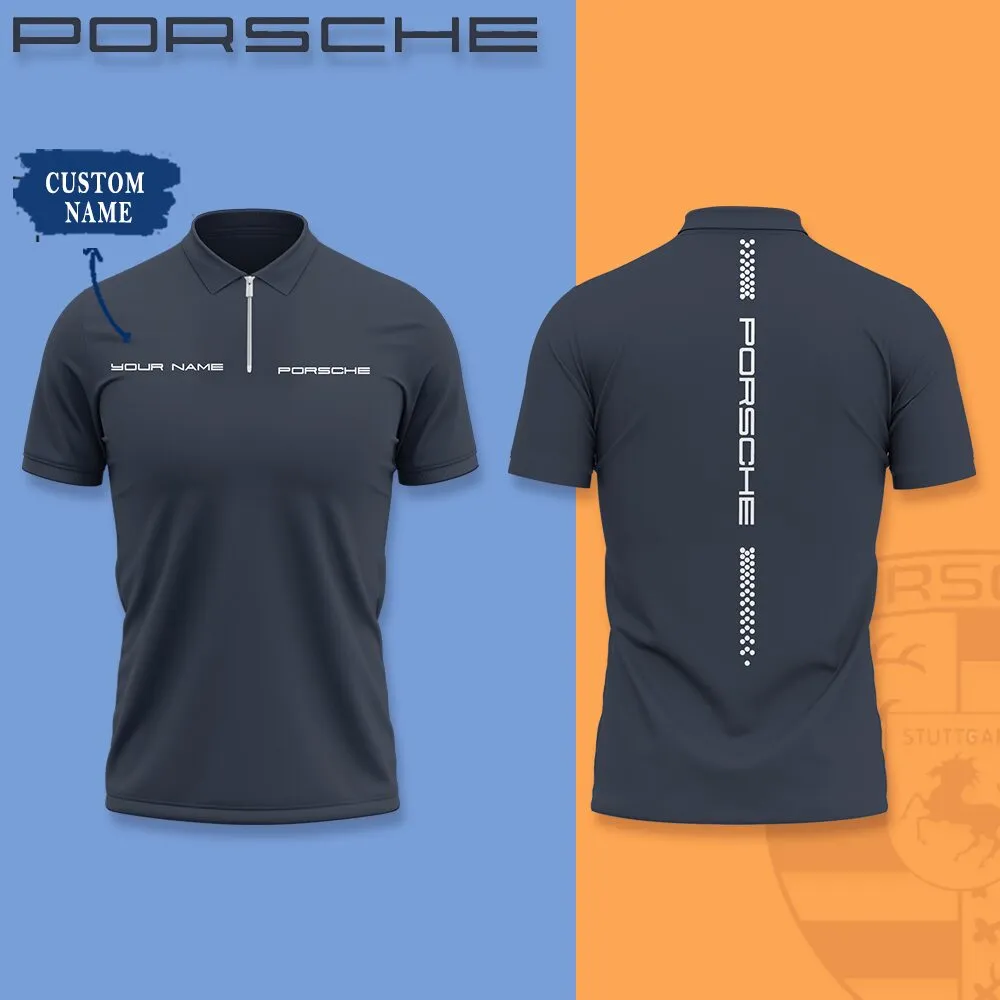 Customized Men's Zip Polo Shirt PORSCHE - hm27103712