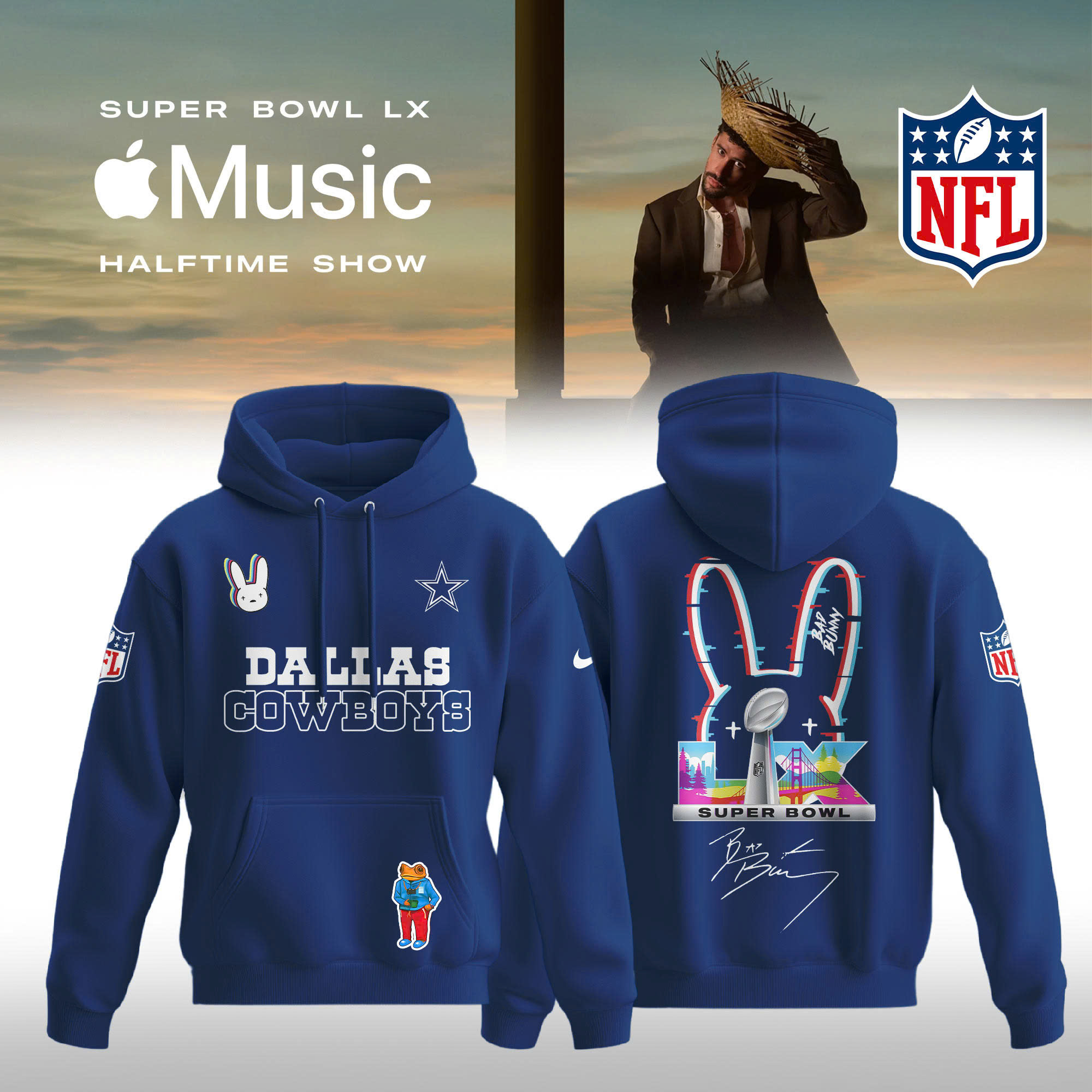 Dallas Cowboys Bad Bunny 2026 Super Bowl LX Special Hoodie