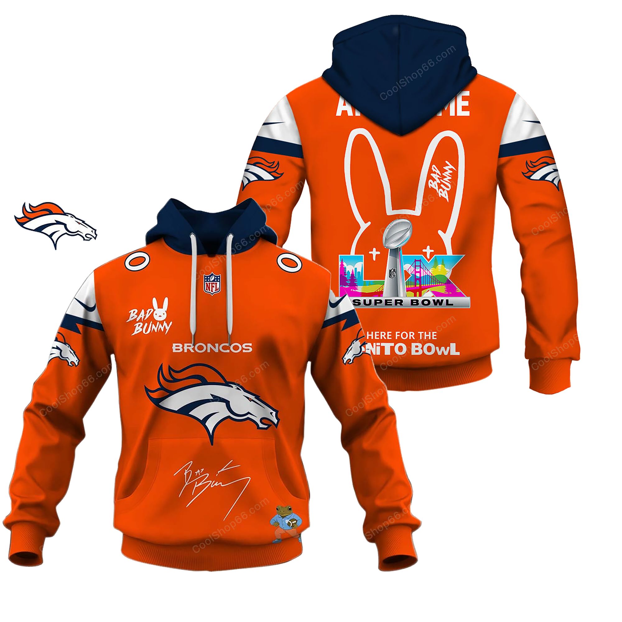 Buildercar - Denver Broncos x Bad Bunny Super Bowl 2026 Limited Edition Hoodie