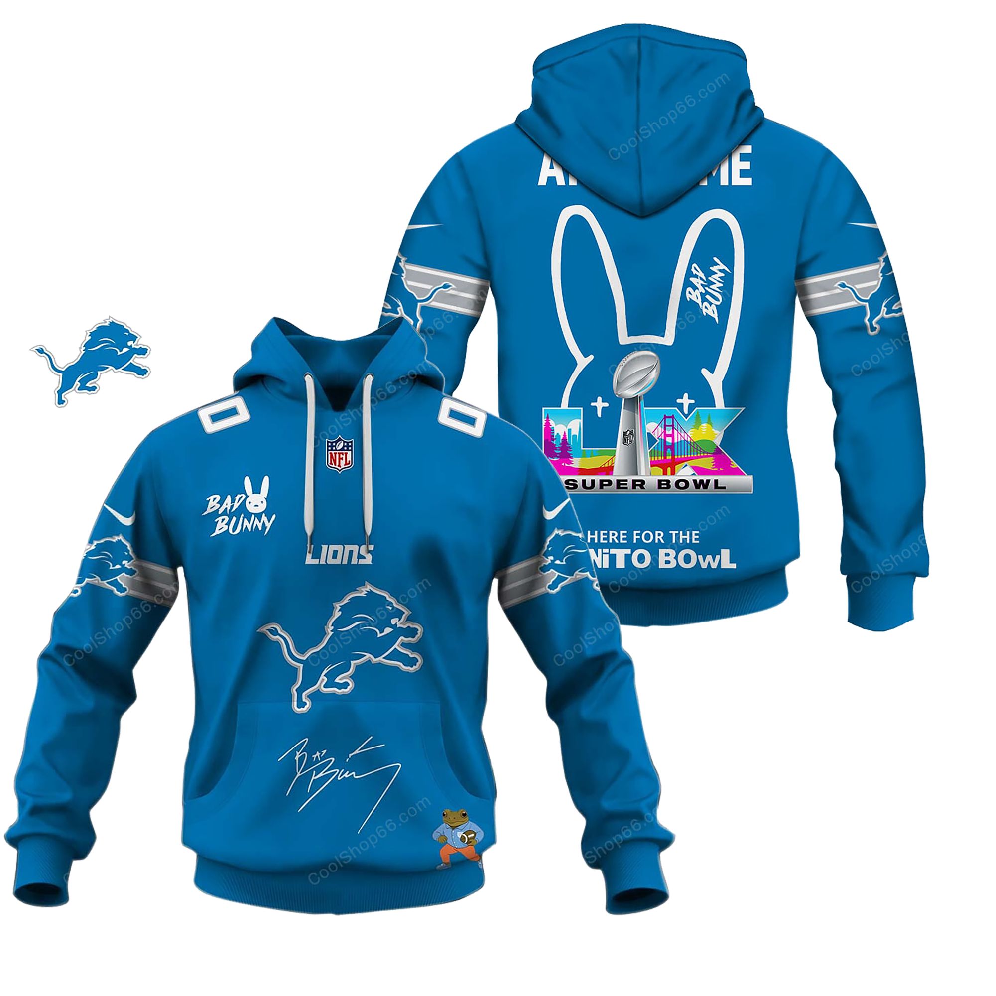 Buildercar - Detroit Lions x Bad Bunny Super Bowl 2026 Limited Edition Hoodie