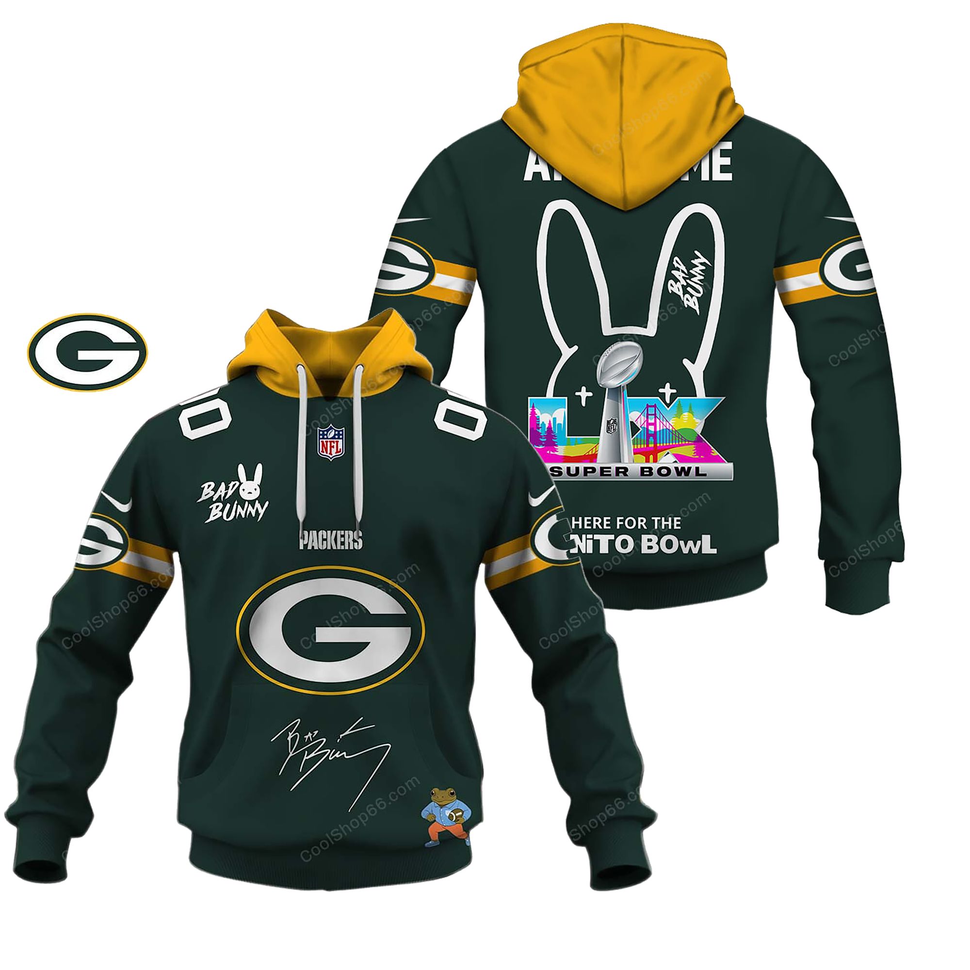Buildercar - Green Bay Packers x Bad Bunny Super Bowl 2026 Limited Edition Hoodie