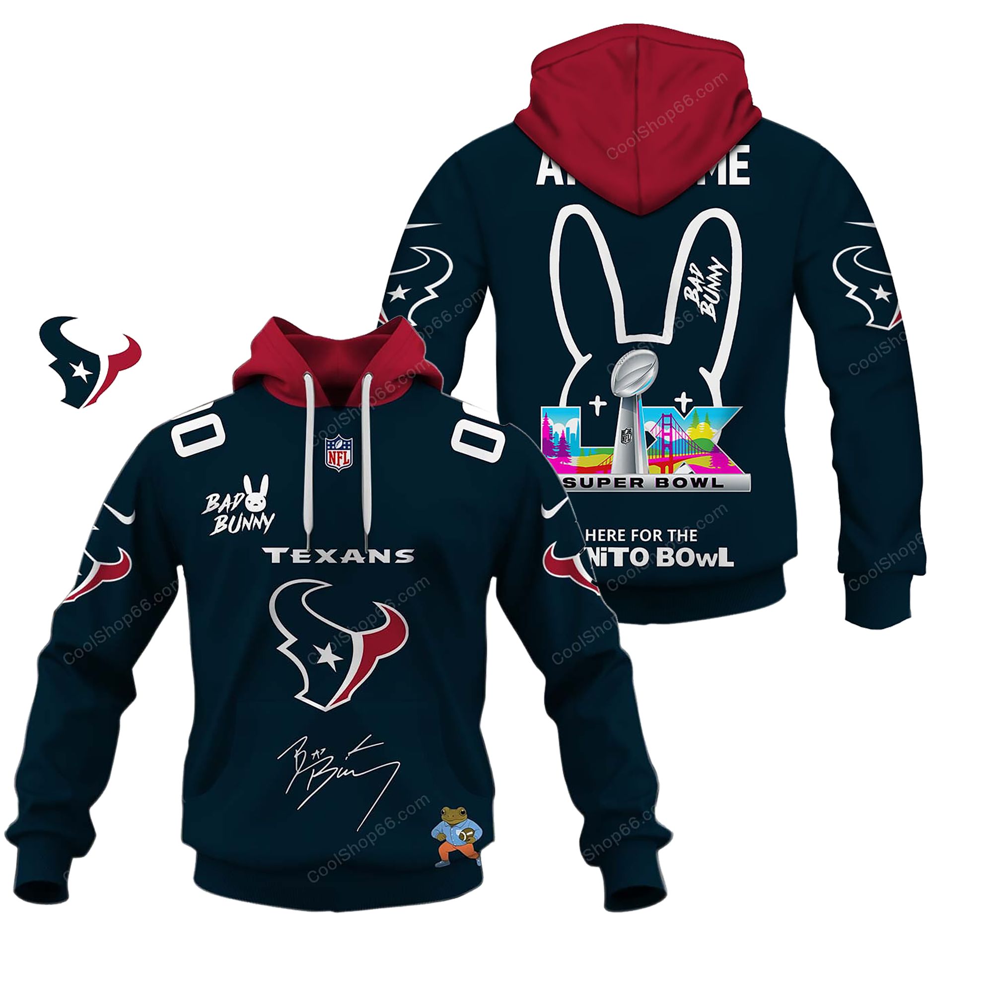 Buildercar - Houston Texans x Bad Bunny Super Bowl 2026 Limited Edition Hoodie