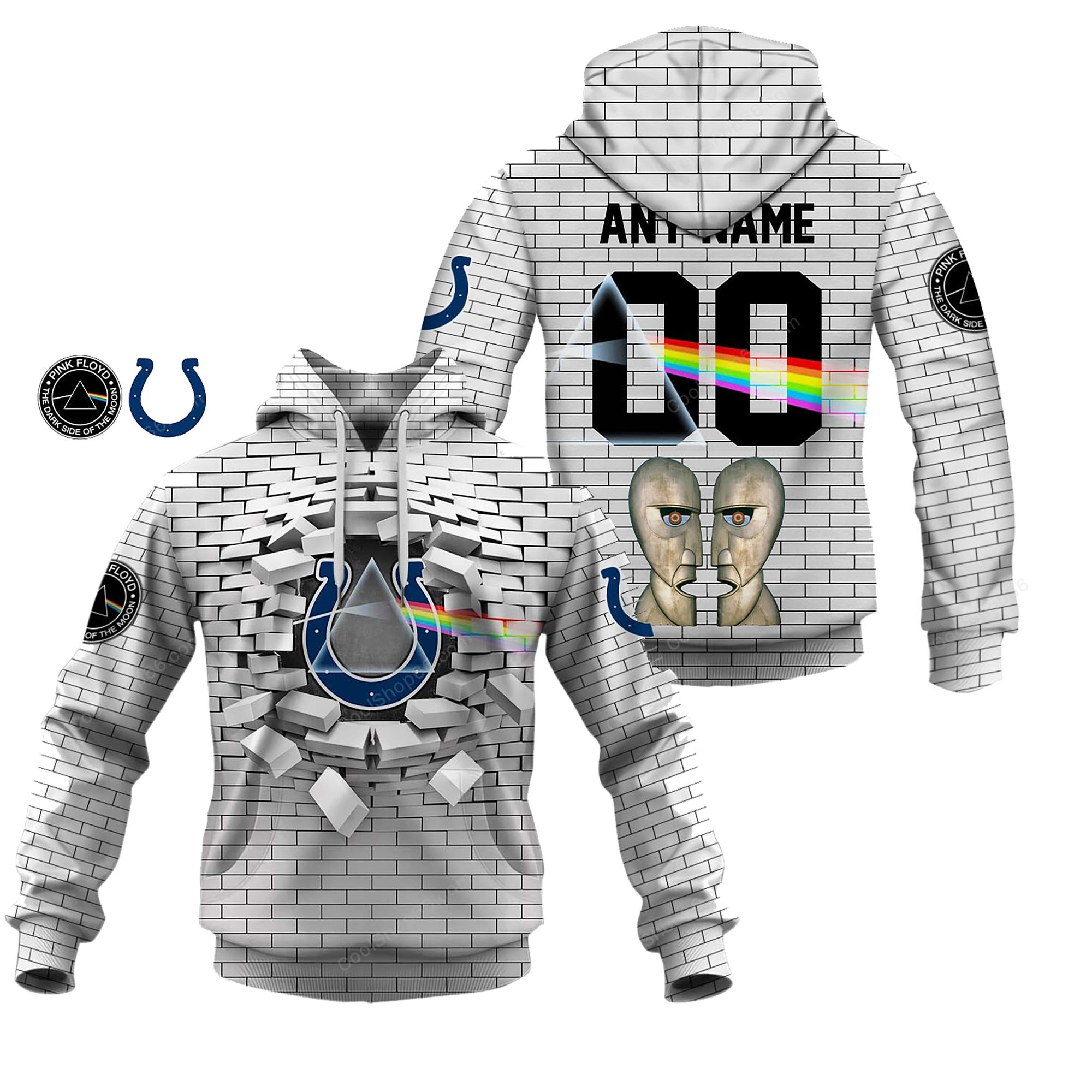 Buildercar - Indianapolis Colts NFL X Pink Floyd Inspired Custom Name Hoodie