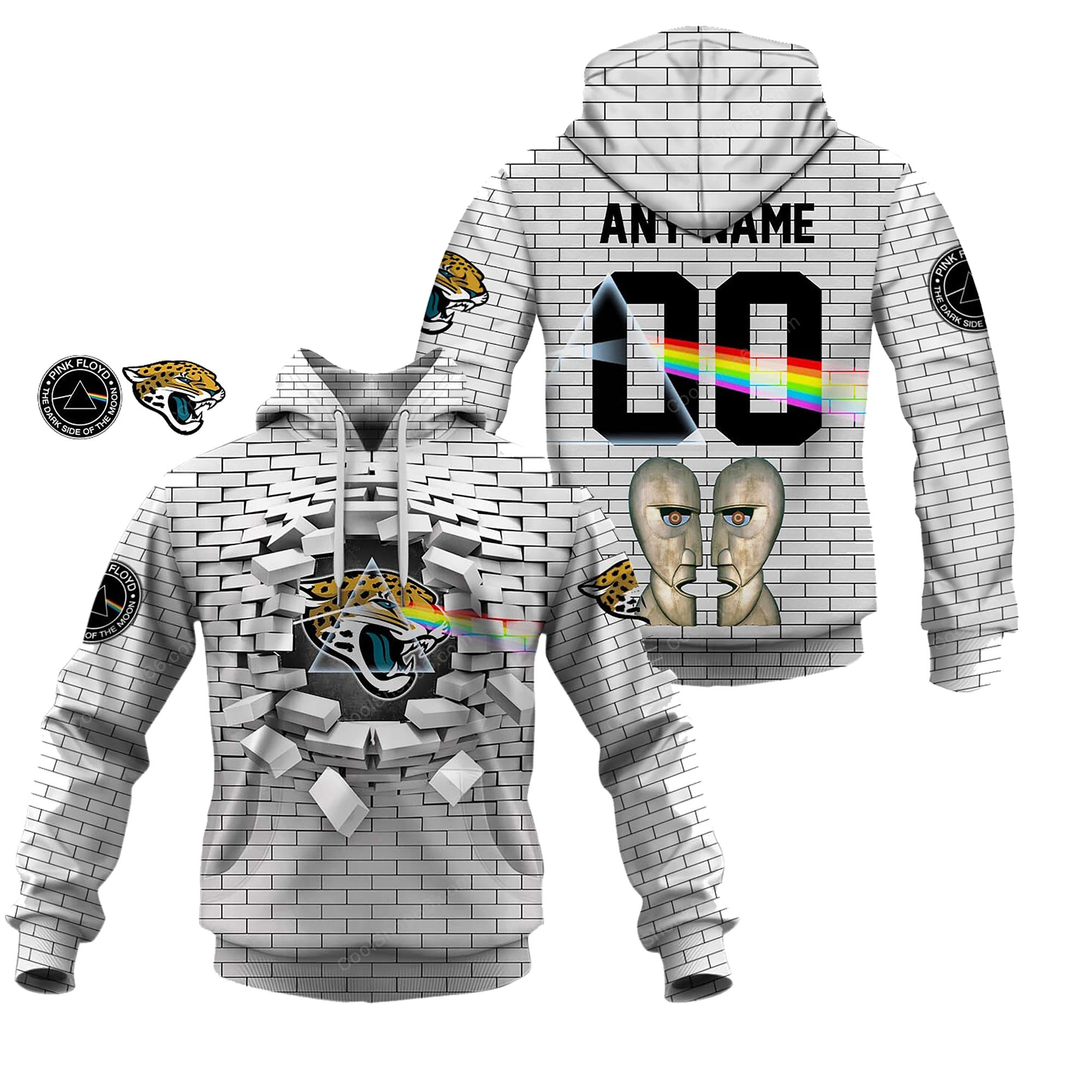 Buildercar - Jacksonville Jaguars NFL X Pink Floyd Inspired Custom Name Hoodie