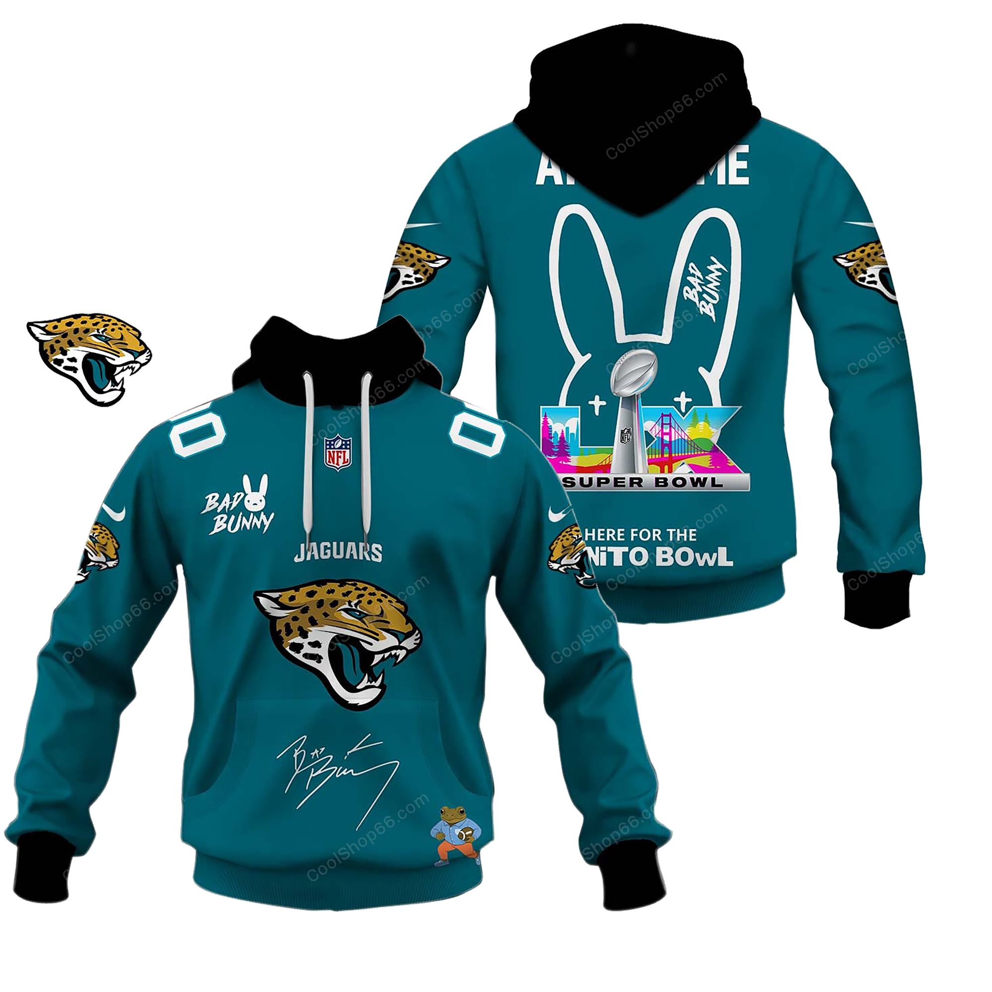 Buildercar - Jacksonville Jaguars x Bad Bunny Super Bowl 2026 Limited Edition Hoodie