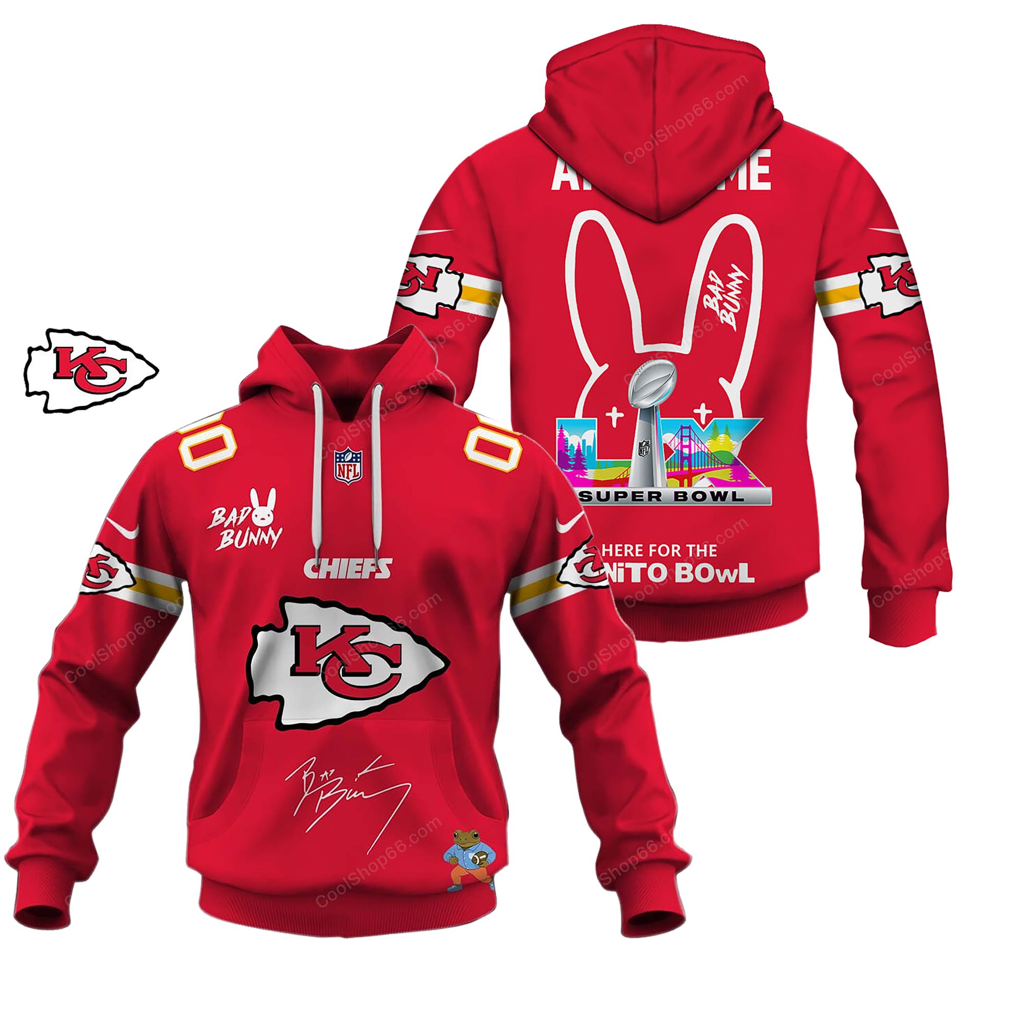 Buildercar - Kansas City Chiefs x Bad Bunny Super Bowl 2026 Limited Edition Hoodie