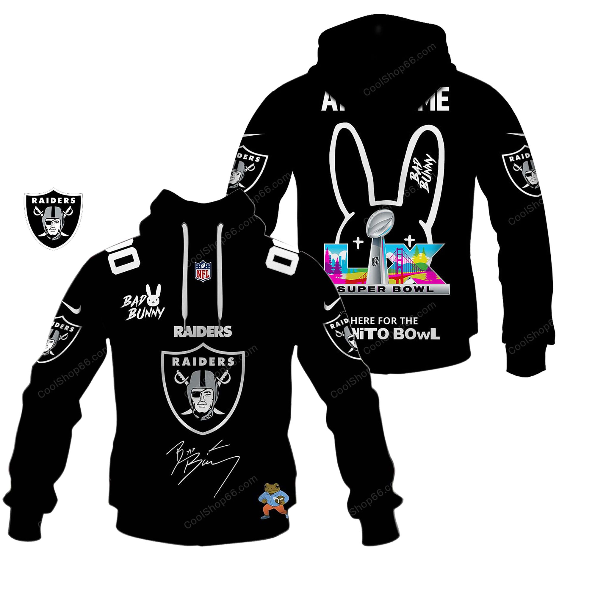 Buildercar - Las Vegas Raiders x Bad Bunny Super Bowl 2026 Limited Edition Hoodie