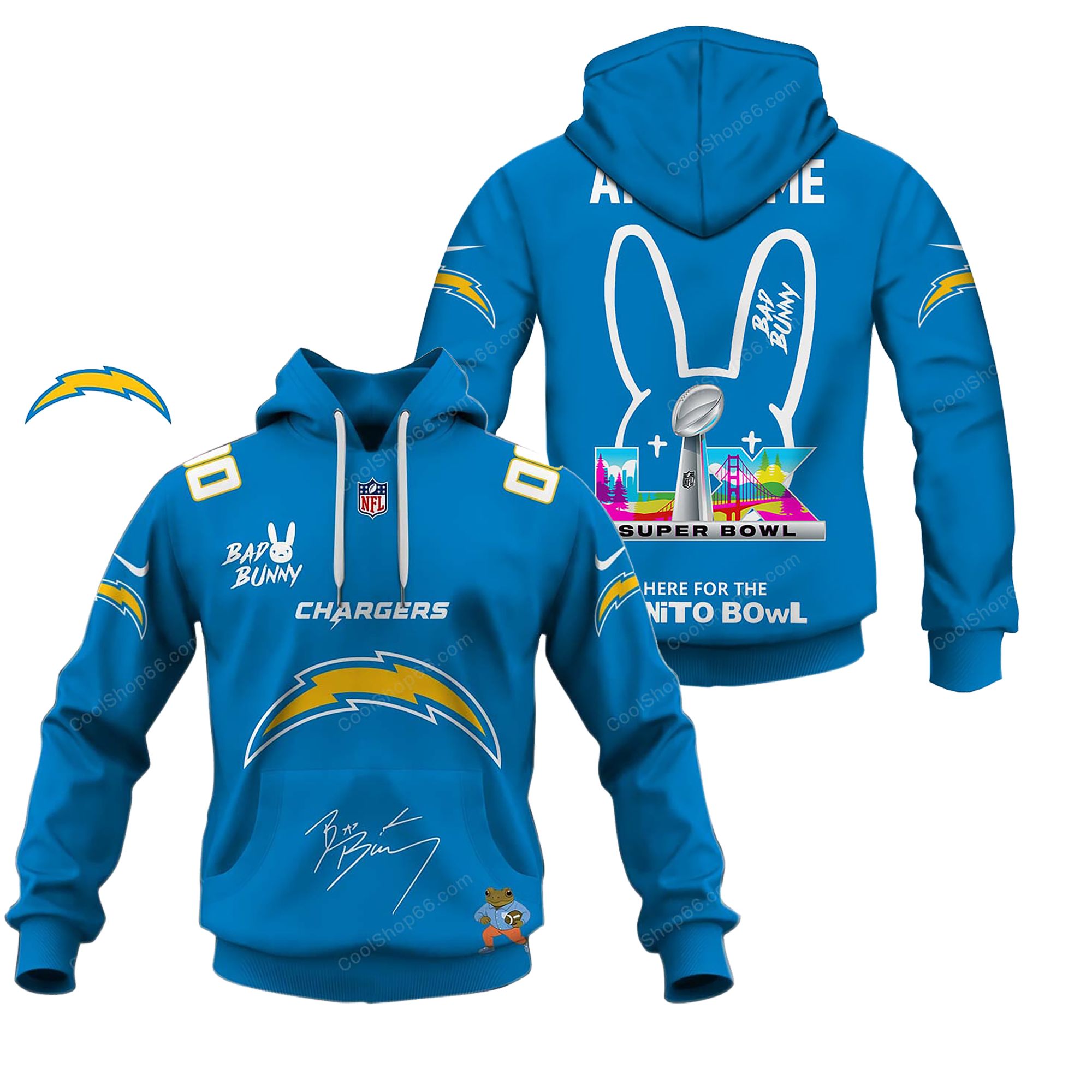 Buildercar - Los Angeles Chargers x Bad Bunny Super Bowl 2026 Limited Edition Hoodie