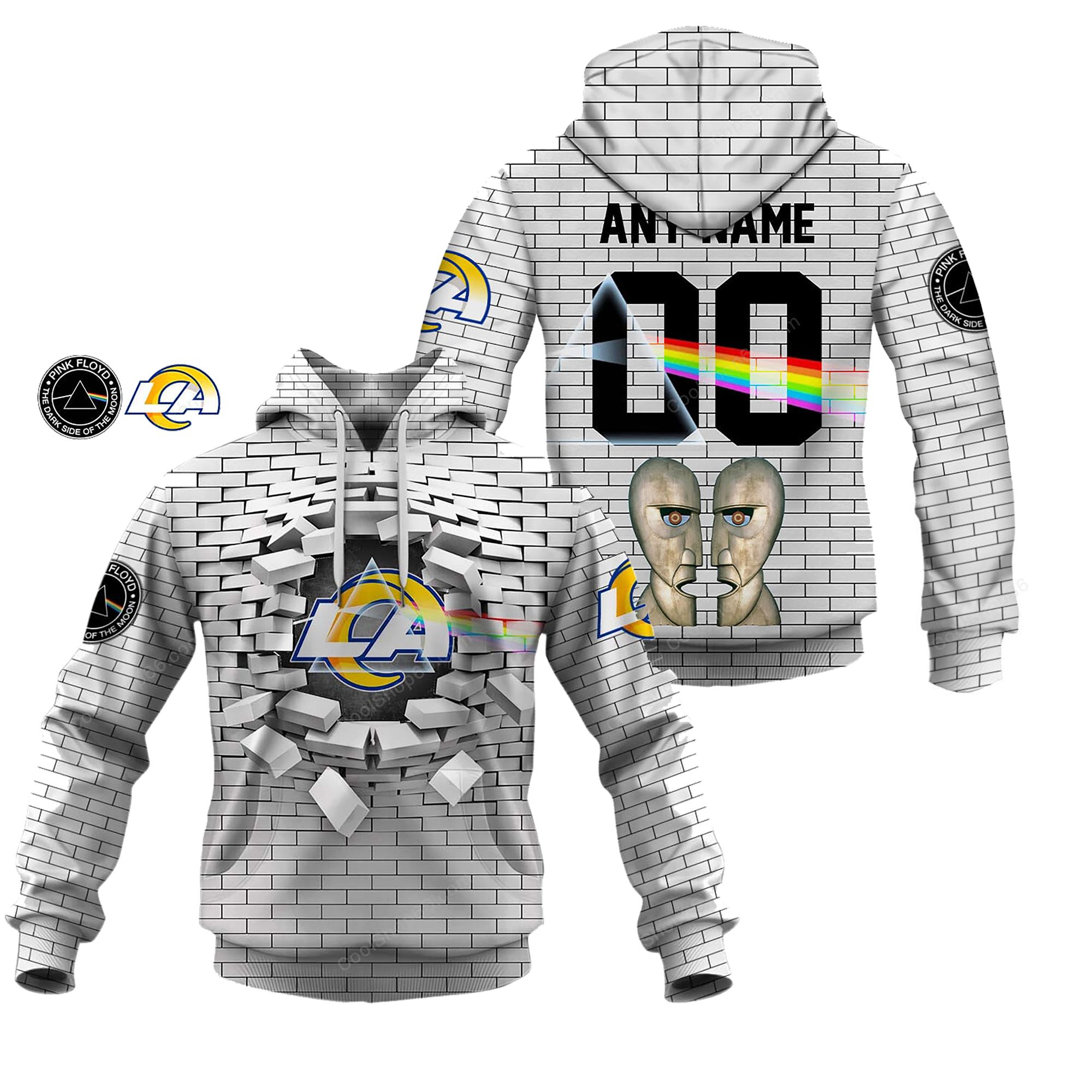 Buildercar - Los Angeles Rams NFL X Pink Floyd Inspired Custom Name Hoodie