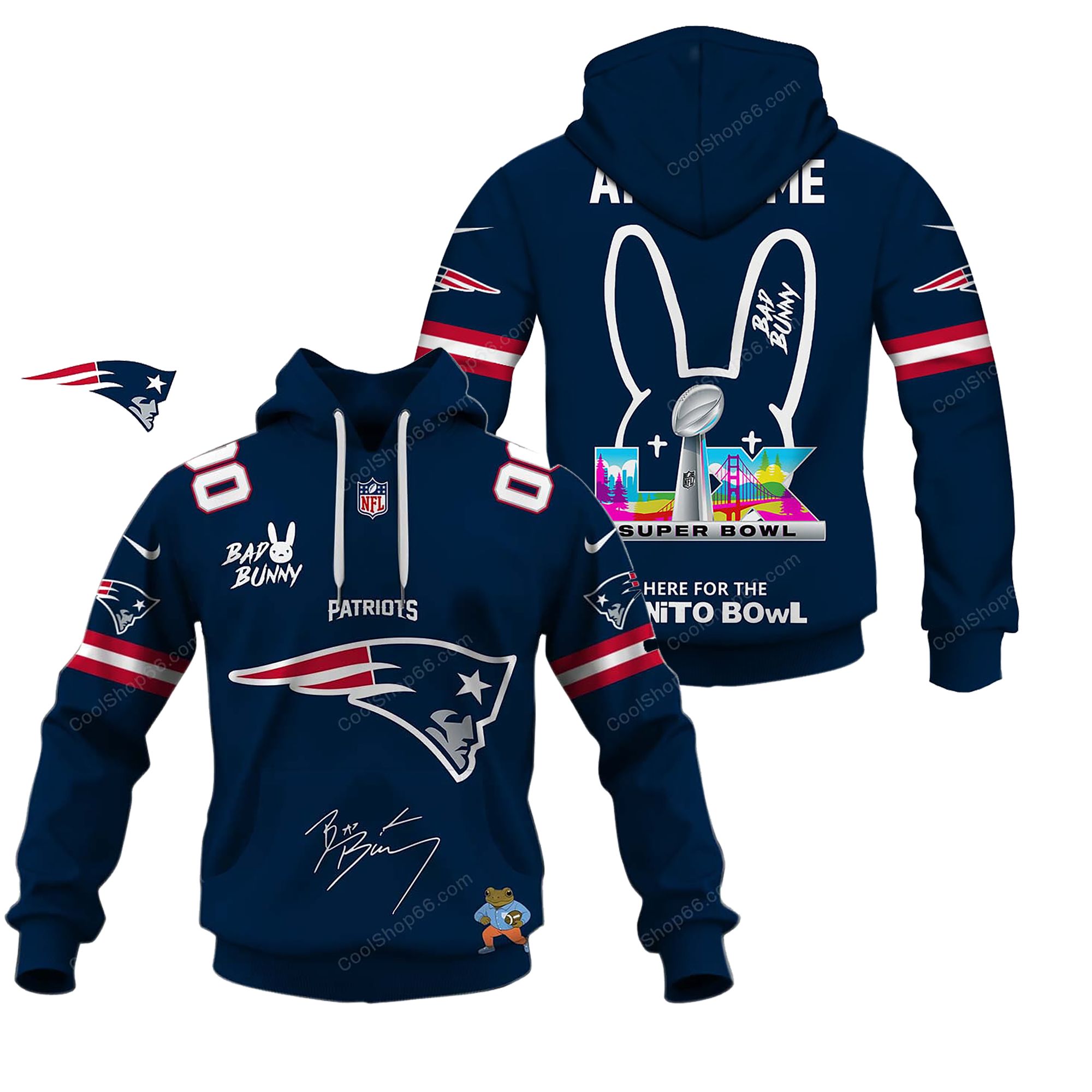 Buildercar - New England Patriots x Bad Bunny Super Bowl 2026 Limited Edition Hoodie
