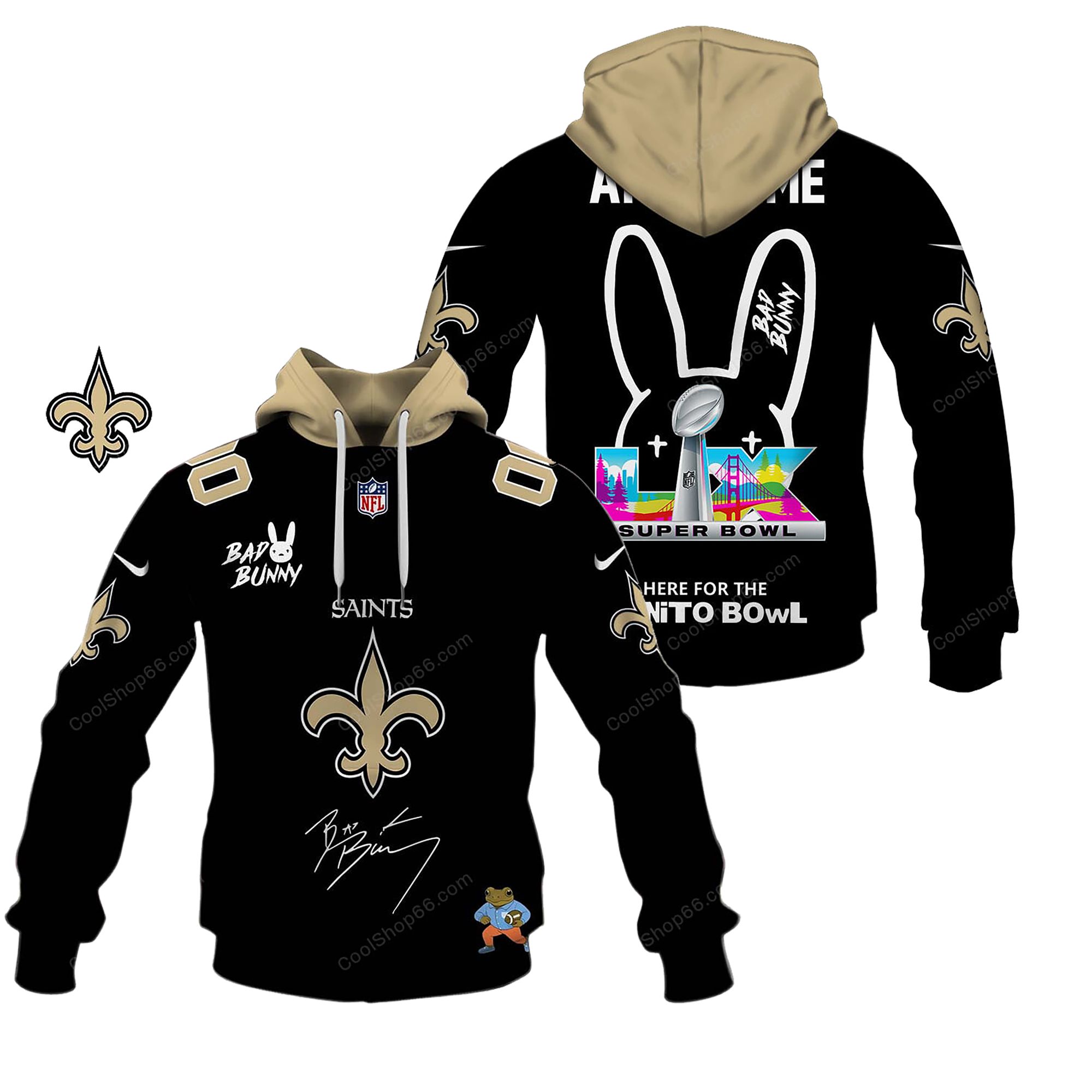 Buildercar - New Orleans Saints x Bad Bunny Super Bowl 2026 Limited Edition Hoodie