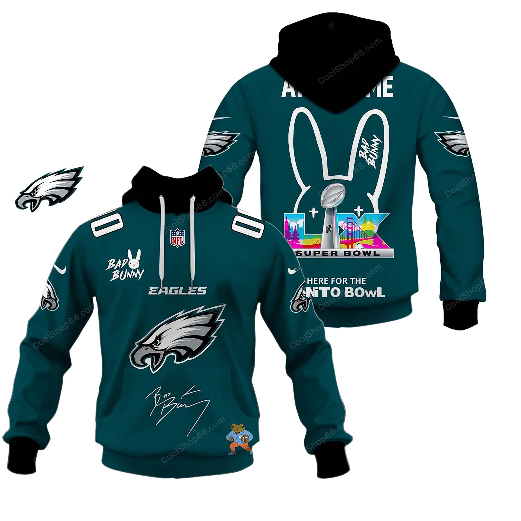 Buildercar - Philadelphia Eagles x Bad Bunny Super Bowl 2026 Limited Edition Hoodie