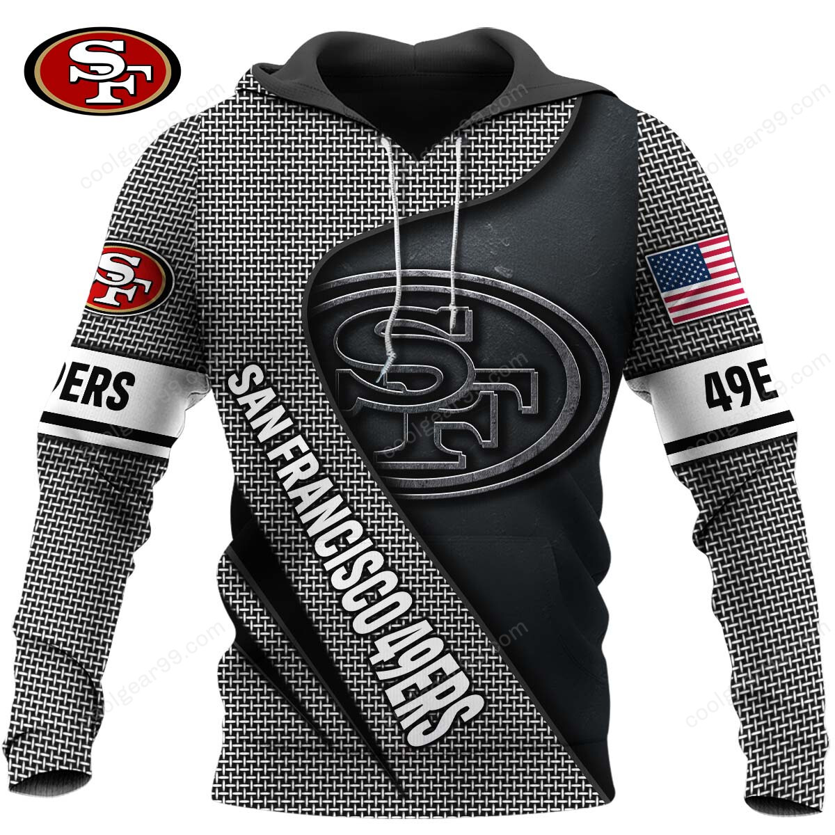 Buildercar - San Francisco 49ers Chainmail Custom Name Hoodie