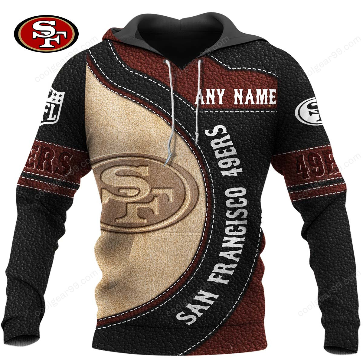 Buildercar - San Francisco 49ers Leather Pride Custom Name Hoodie s