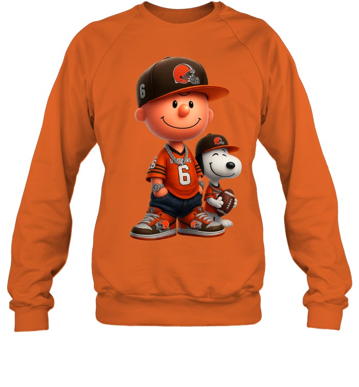 Snoopy and Peanut Football Cleveland Browns NFL Sweatshirt