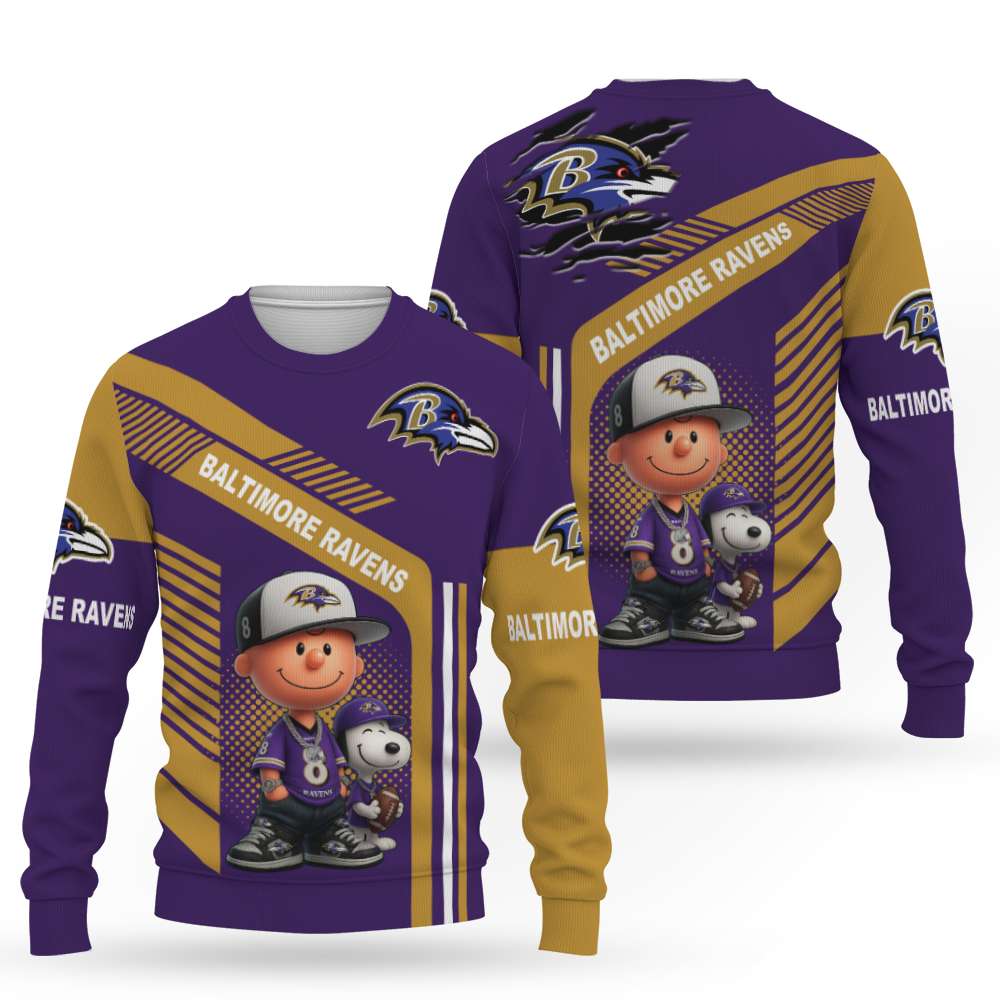 Snoopy and Peanut Football NFL x Baltimore Ravens Sweatshirt