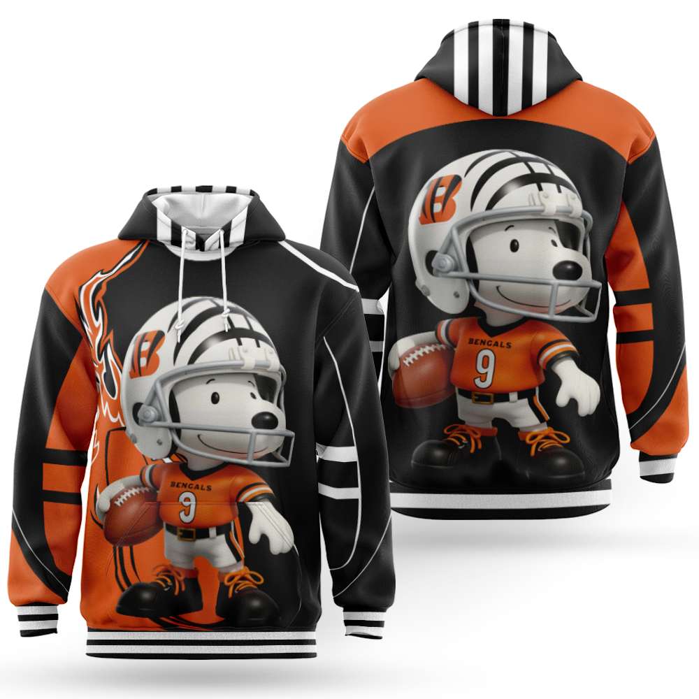 Snoopy and Peanut Football NFL x cincinnati bengals Hoodie
