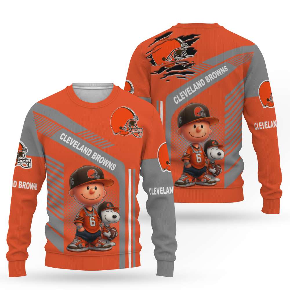 Snoopy and Peanut Football NFL x Cleveland Browns Sweatshirt