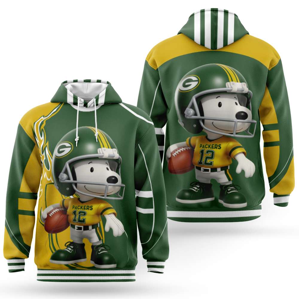 Snoopy and Peanut Football NFL x green bay packers Hoodie