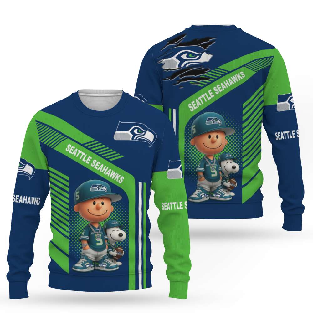 Snoopy and Peanut Football NFL x Seattle Seahawks Sweatshirt