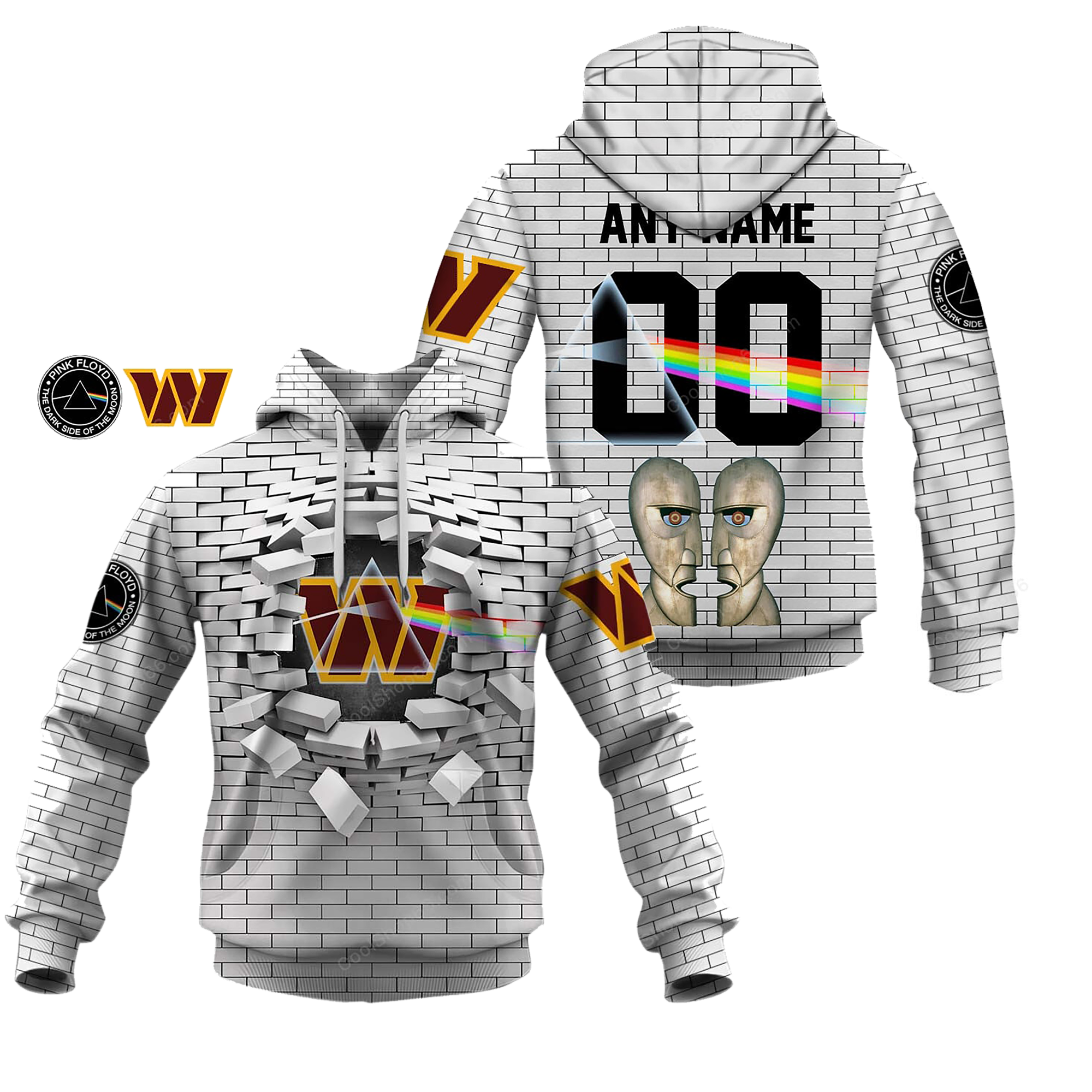 Buildercar - Washington Commanders NFL X Pink Floyd Inspired Custom Name Hoodie