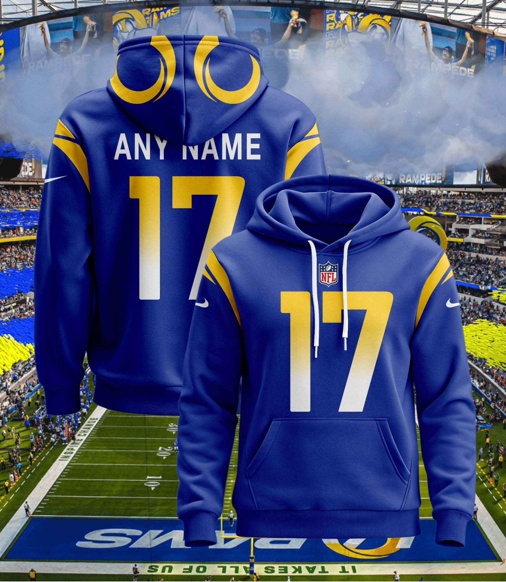 Buildercar - Los Angeles Rams Hoodie Style Jersey Custom Name And Number