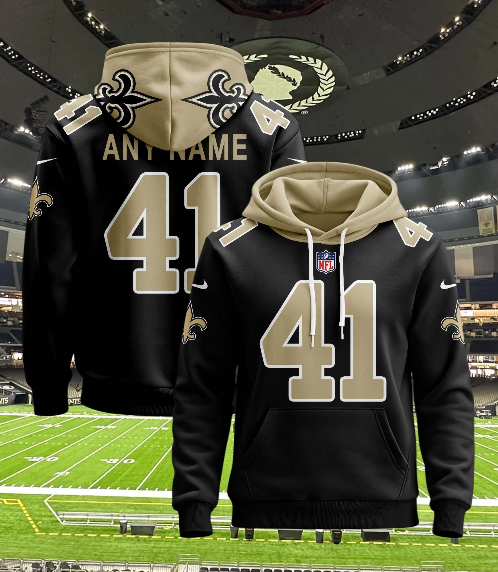 Buildercar - New Orleans Saints Hoodie Style Jersey Custom Name And Number 1