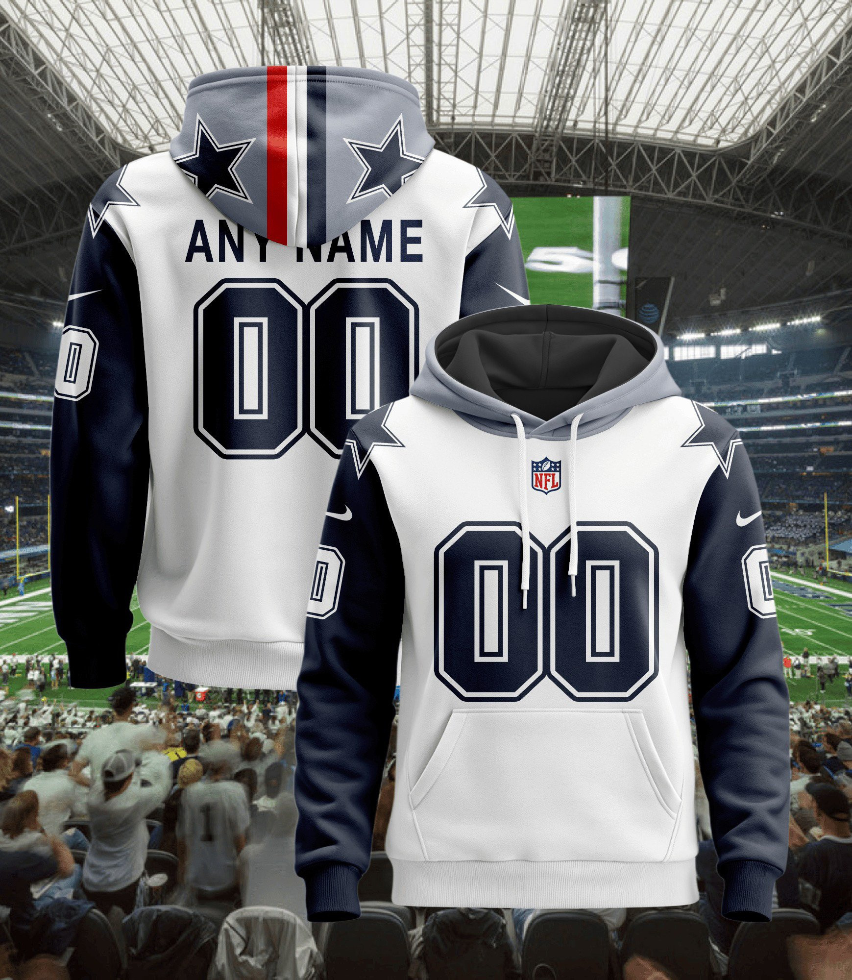 Buildercar - Dallas Cowboys Hoodie Style Jersey Custom Name And Number
