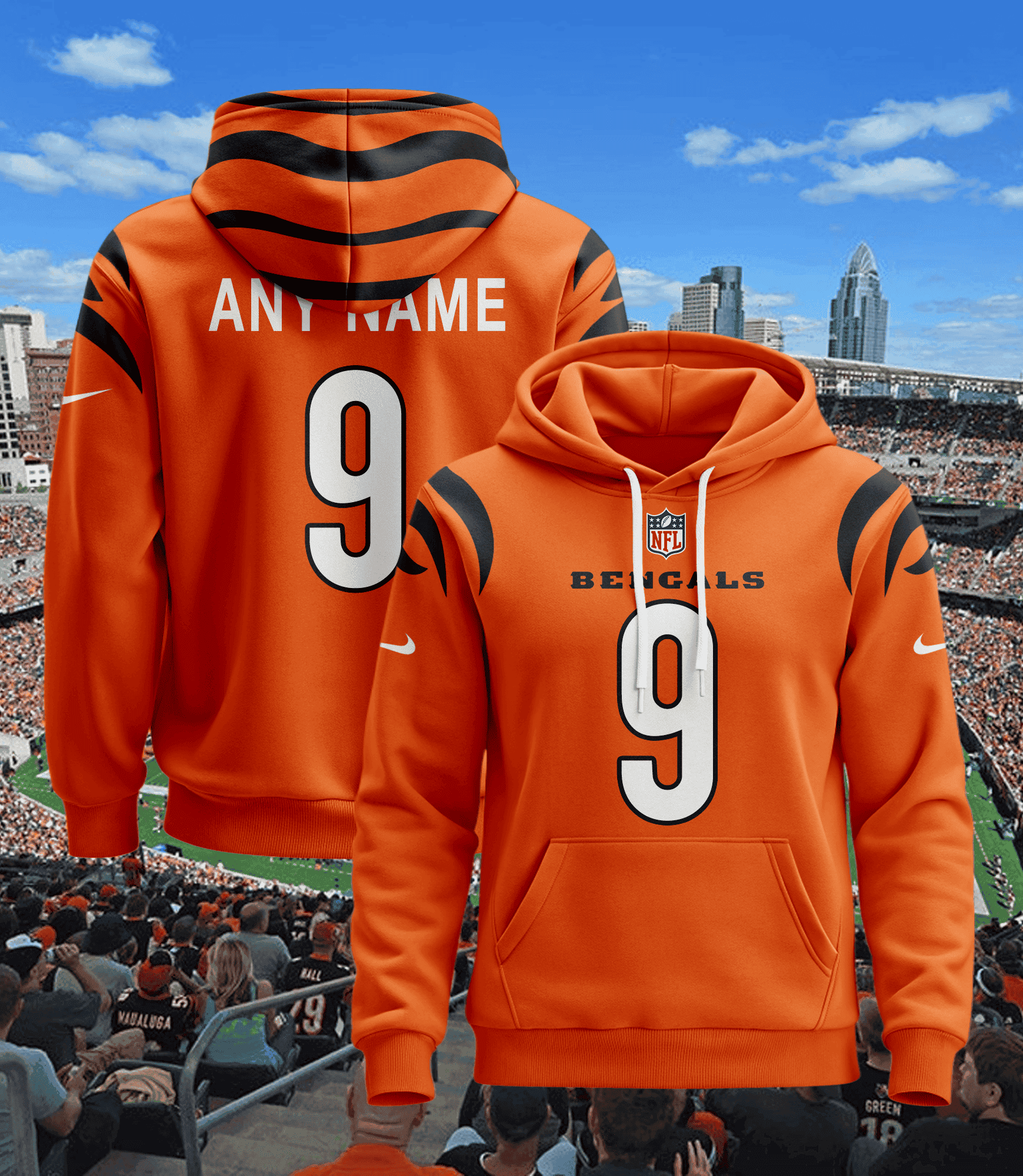 Buildercar - Cincinnati Bengals Hoodie Style Jersey Custom Name And Number