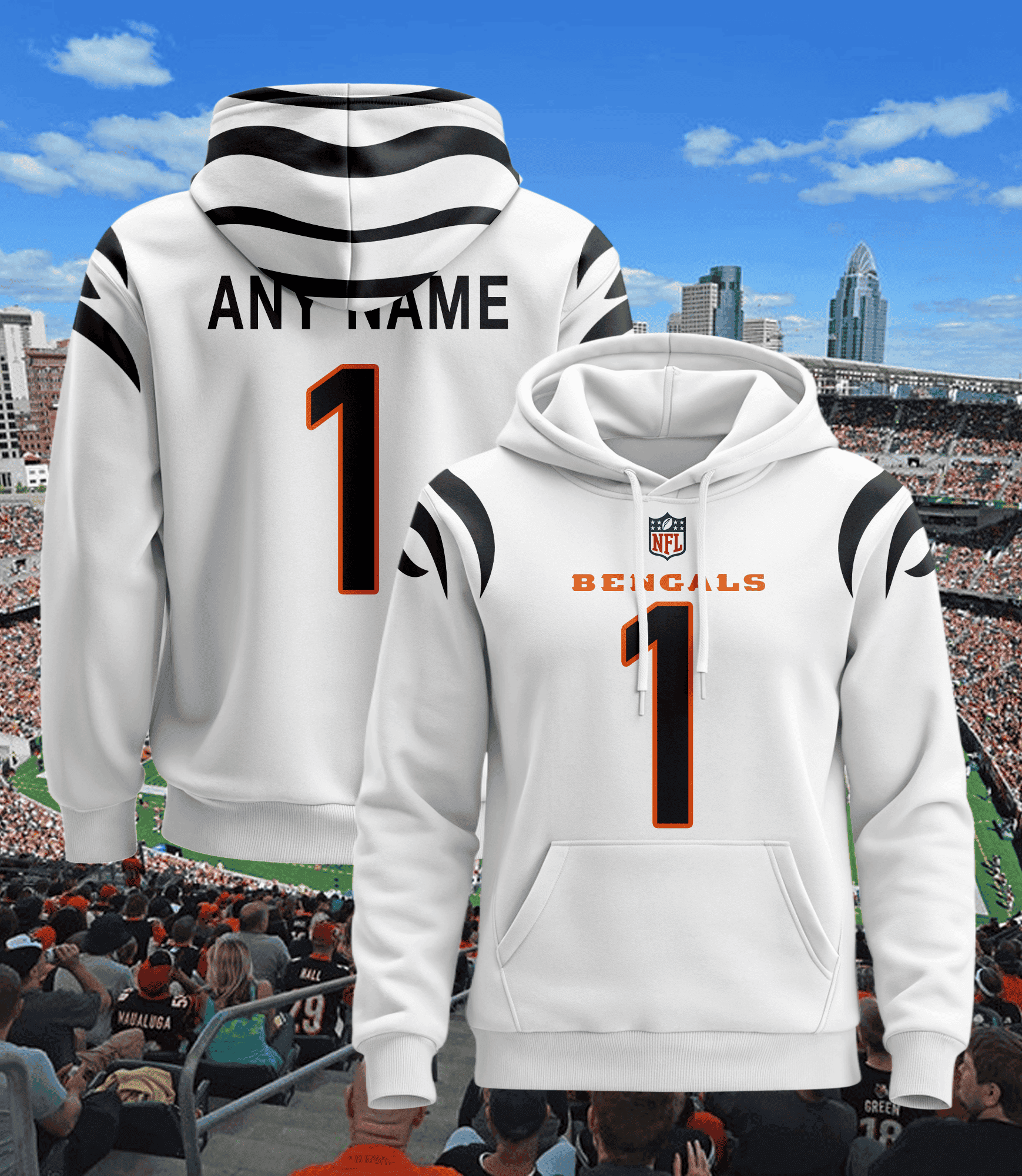 Buildercar - Cincinnati Bengals Hoodie Style Jersey Custom Name And Number 1