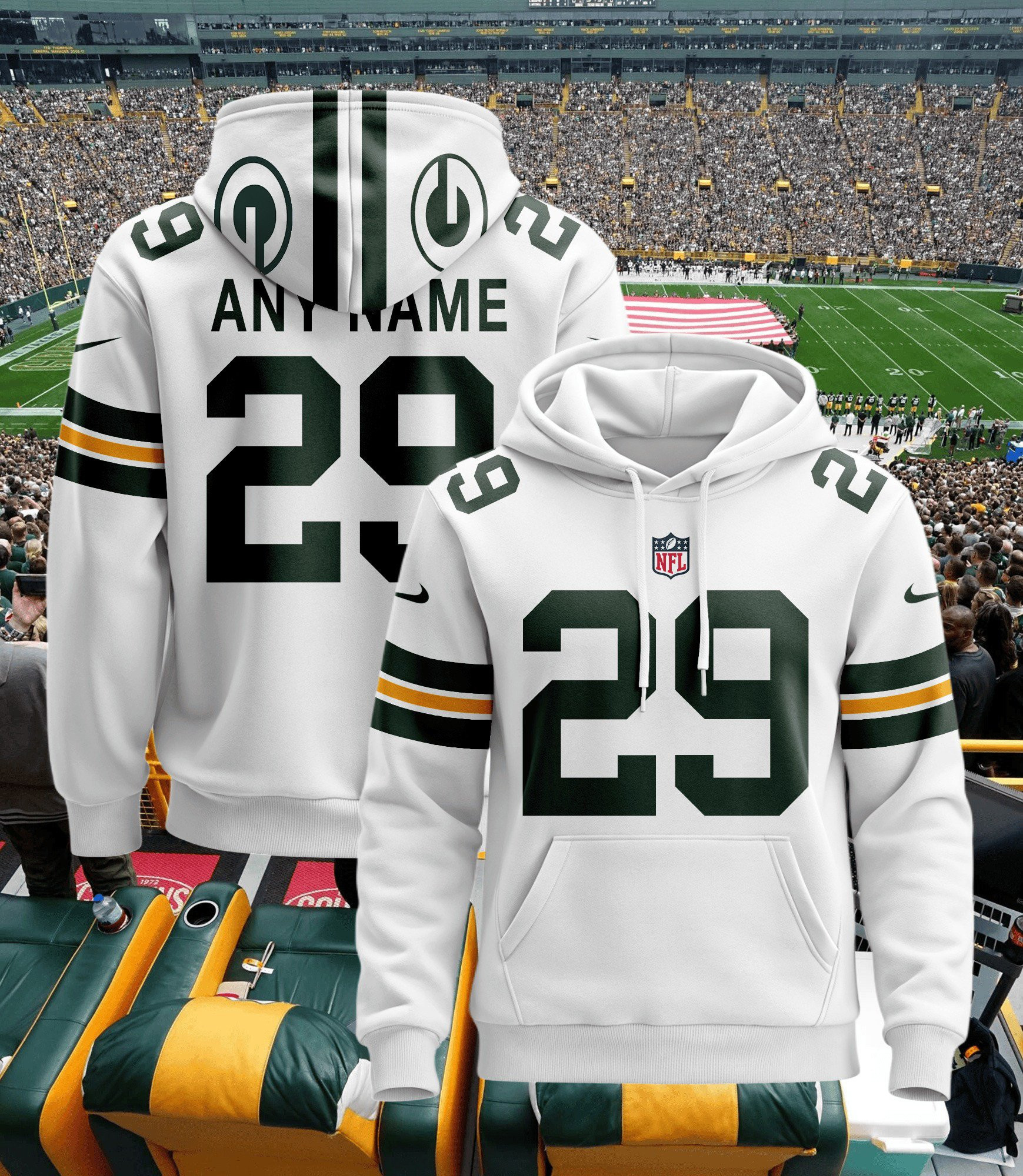 Buildercar - Green Bay Packers Hoodie Style Jersey Custom Name And Number 1