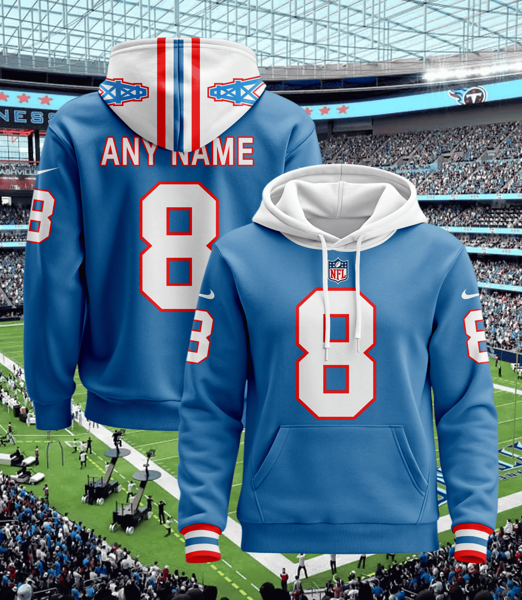 Buildercar - Tennessee Titans Hoodie Style Jersey Custom Name And Number 1
