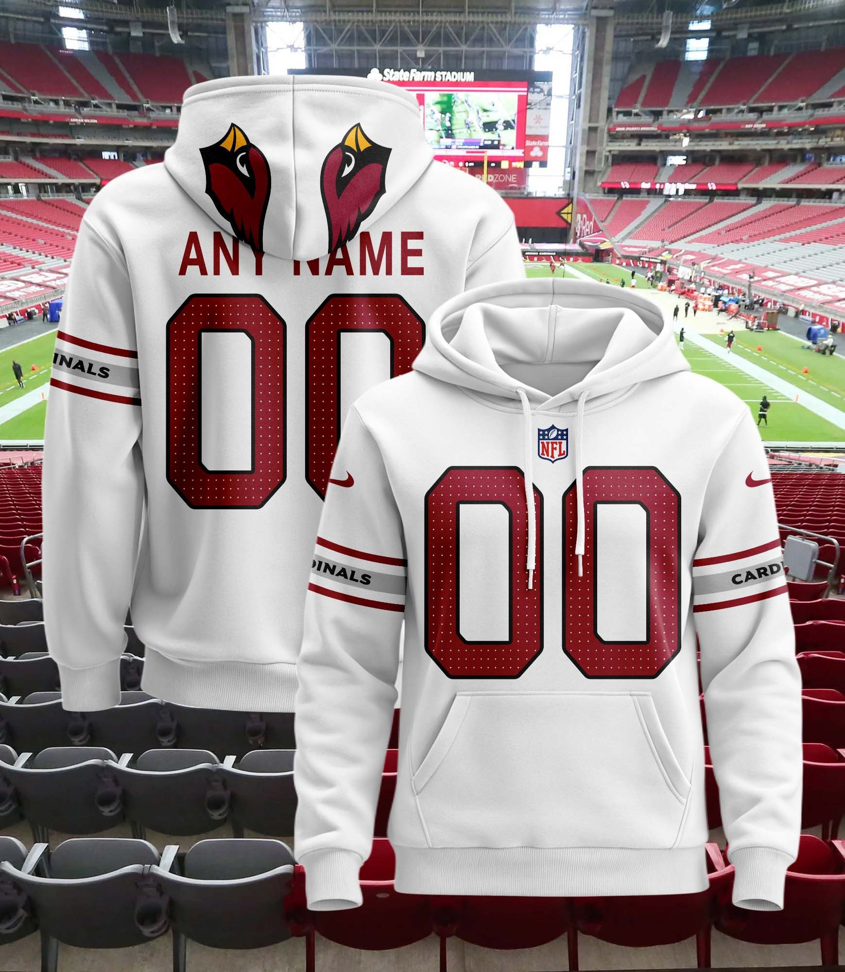 Buildercar - Arizona Cardinals Hoodie Style Jersey Custom Name And Number 1