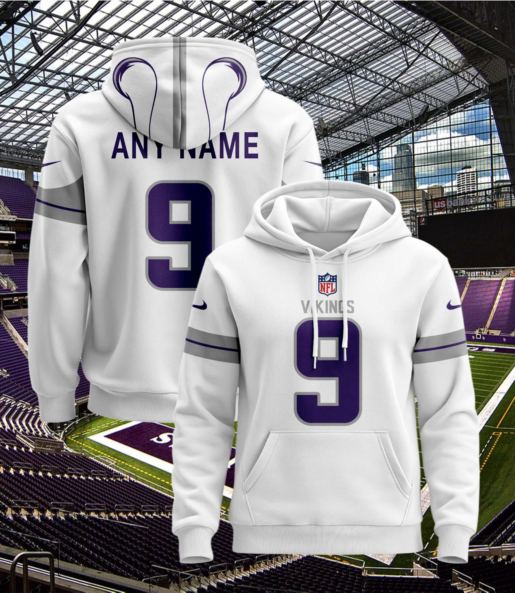 Buildercar - Minnesota Vikings Hoodie Style Jersey Custom Name And Number 1
