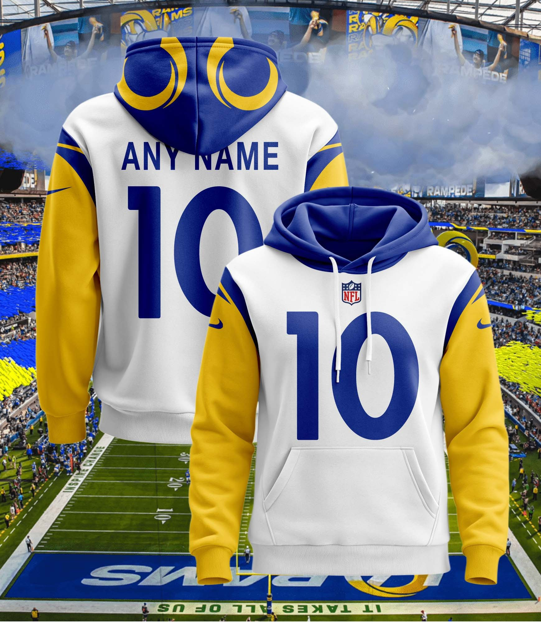 Buildercar - Los Angeles Rams Hoodie Style Jersey Custom Name And Number 2