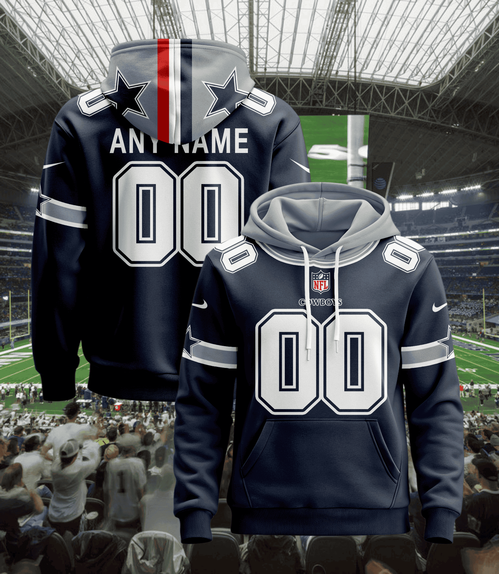 Buildercar - Dallas Cowboys Hoodie Style Jersey Custom Name And Number 3