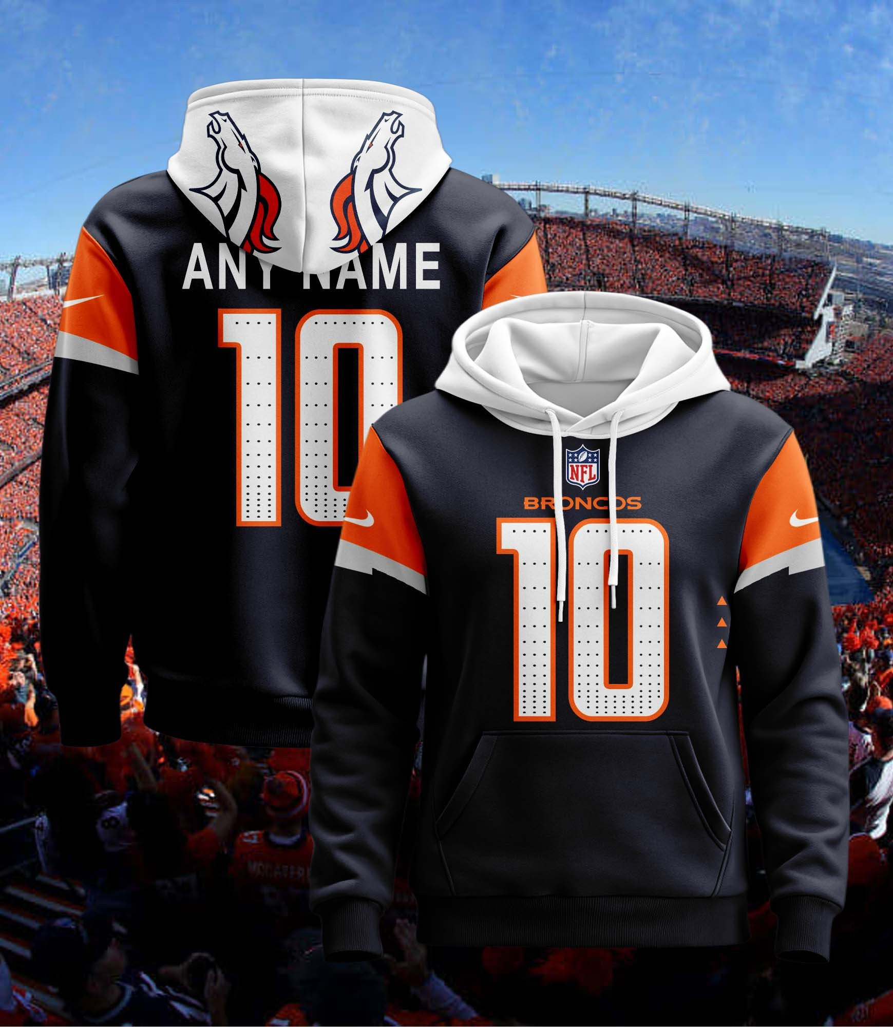 Buildercar - Denver Broncos Hoodie Style Jersey Custom Name And Number 2
