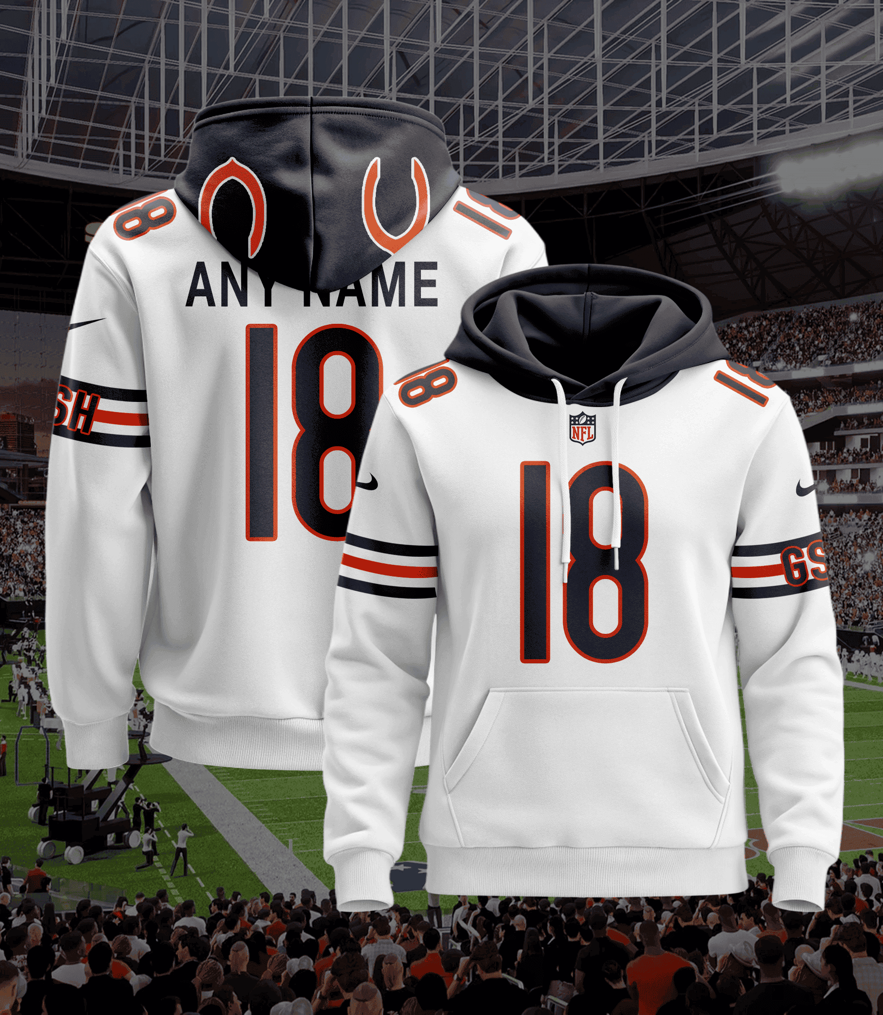 Buildercar - Chicago Bears Hoodie Style Jersey Custom Name And Number 1