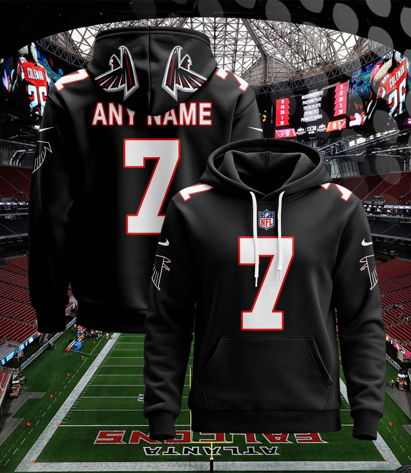Buildercar - Atlanta Falcons Hoodie Style Jersey Custom Name And Number 3