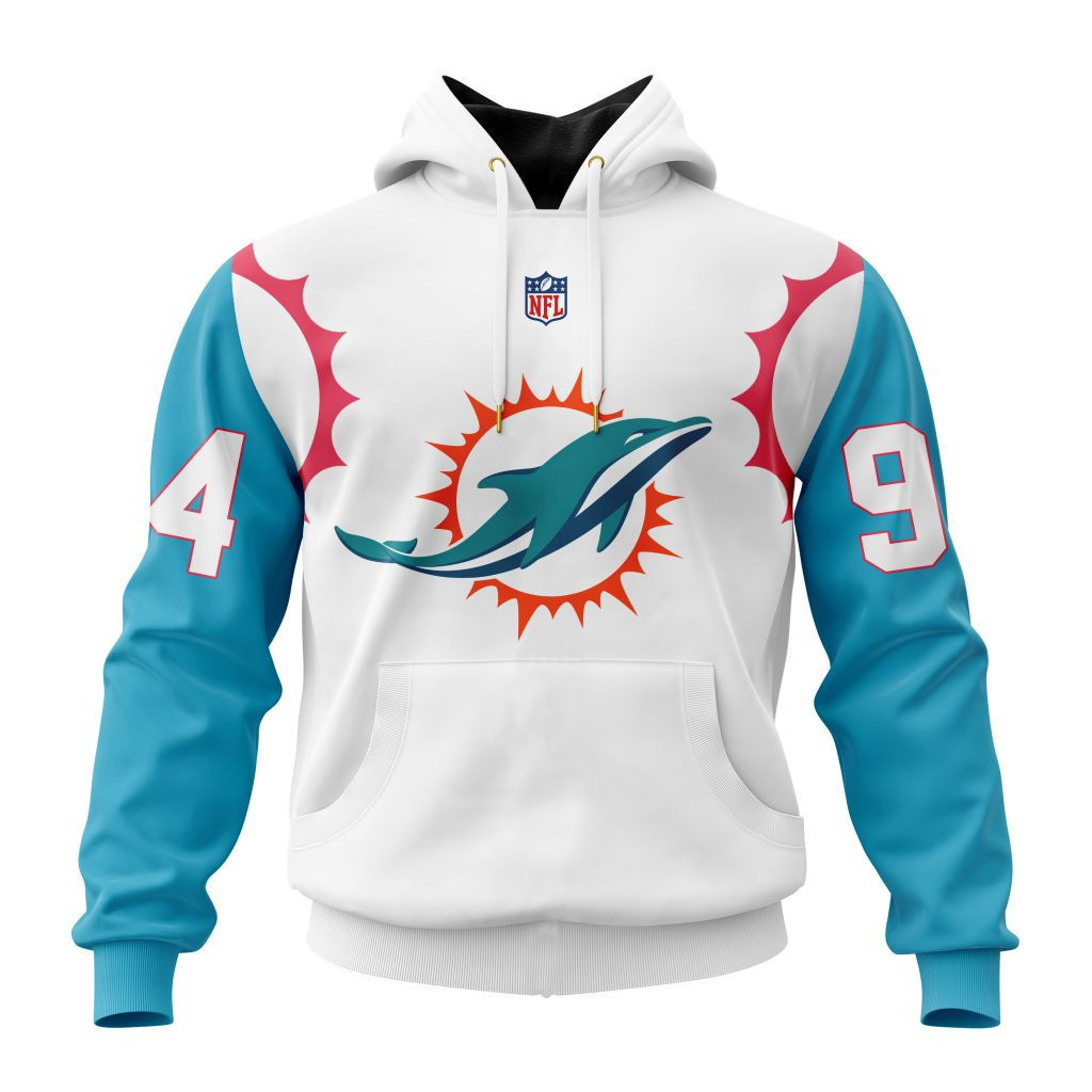 Buildercar - Miami Dolphins Specialized Design Away Kits Hoodie Personalized Letters Number