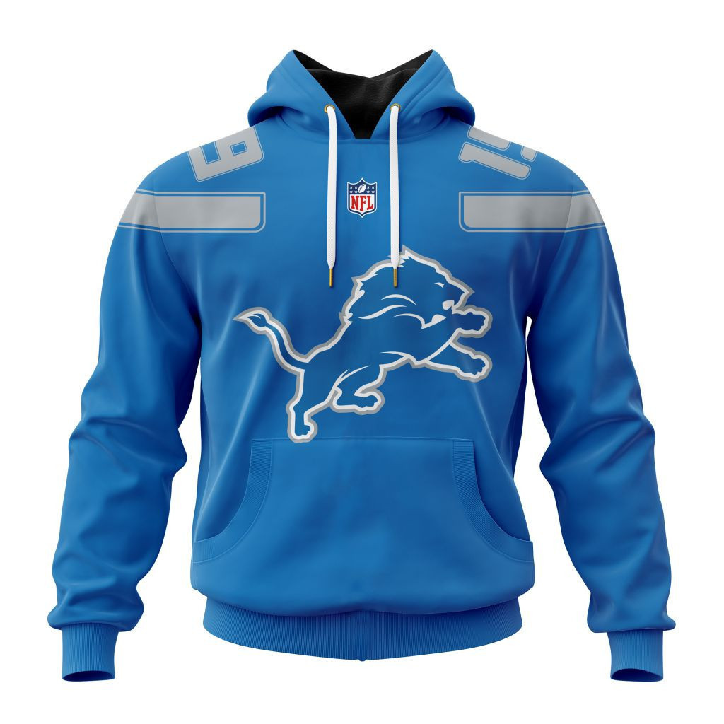 Buildercar - Detroit Lions Specialized Design Away Kits Hoodie Personalized Letters Number 1