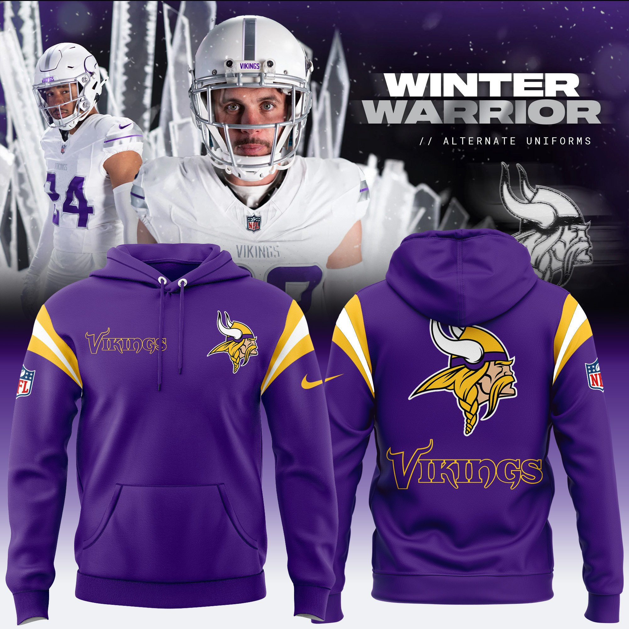 Buildercar - Minnesota Vikings Specialized Design Purple Game Hoodie 1