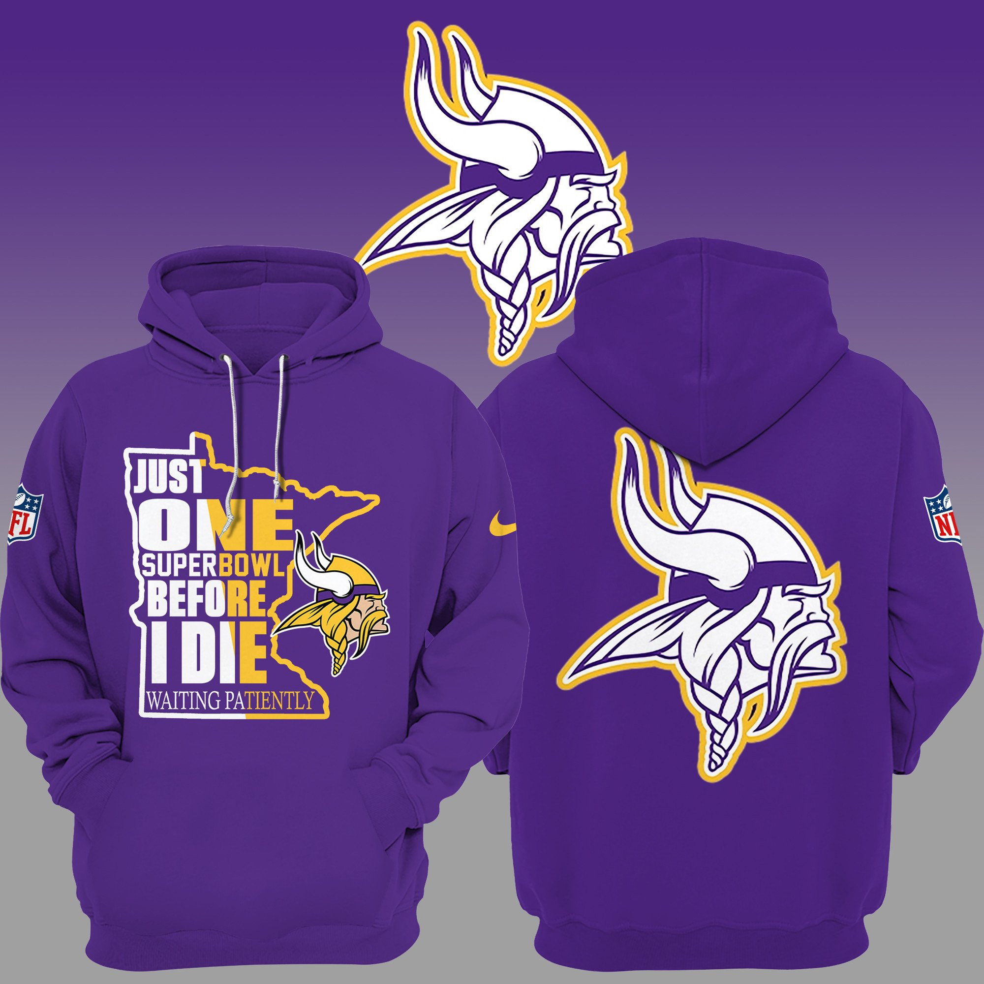 Buildercar - Minnesota Vikings Specialized Design Purple Game Hoodie 2