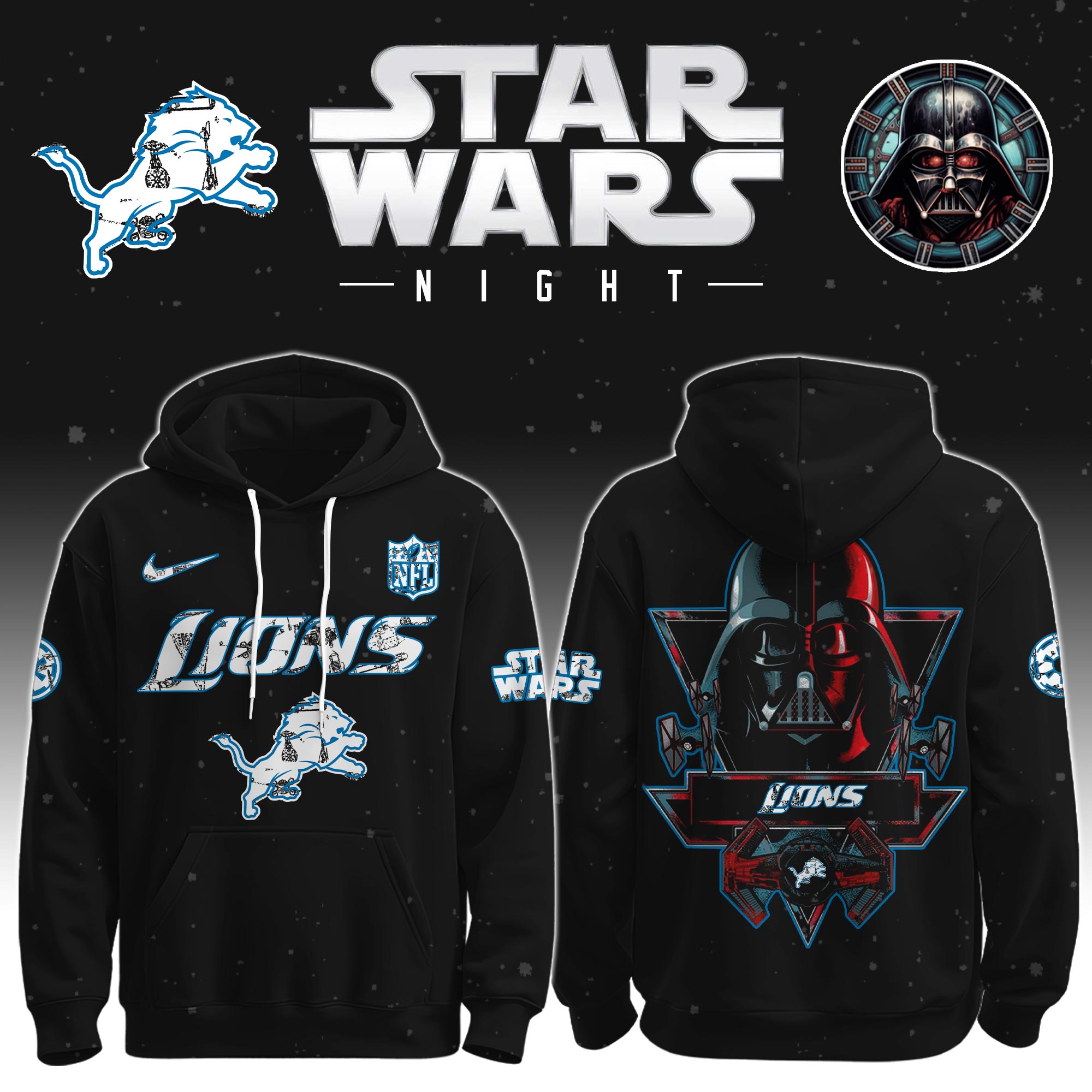 Buildercar - Detroit Lions - NFL x Star War Limited Editions Hoodie Ver 5