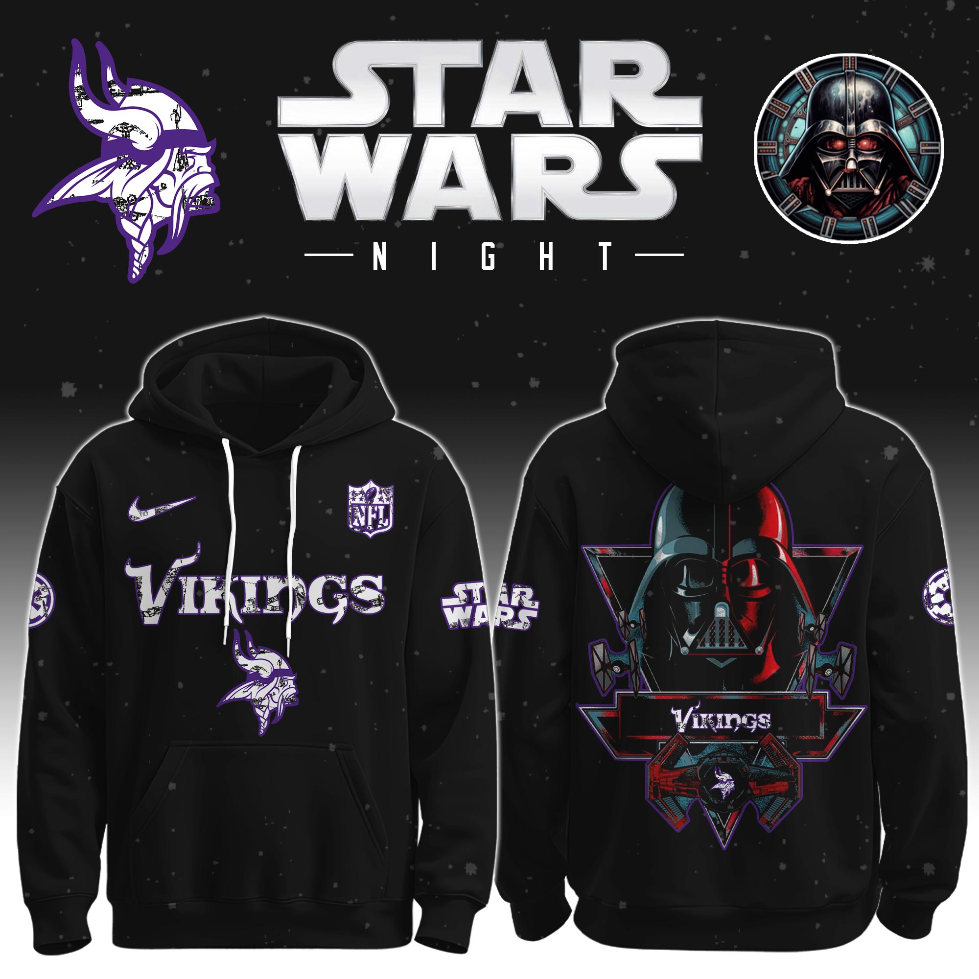 Buildercar - Minnesota Vikings - NFL x Star War Limited Editions Hoodie Ver 5