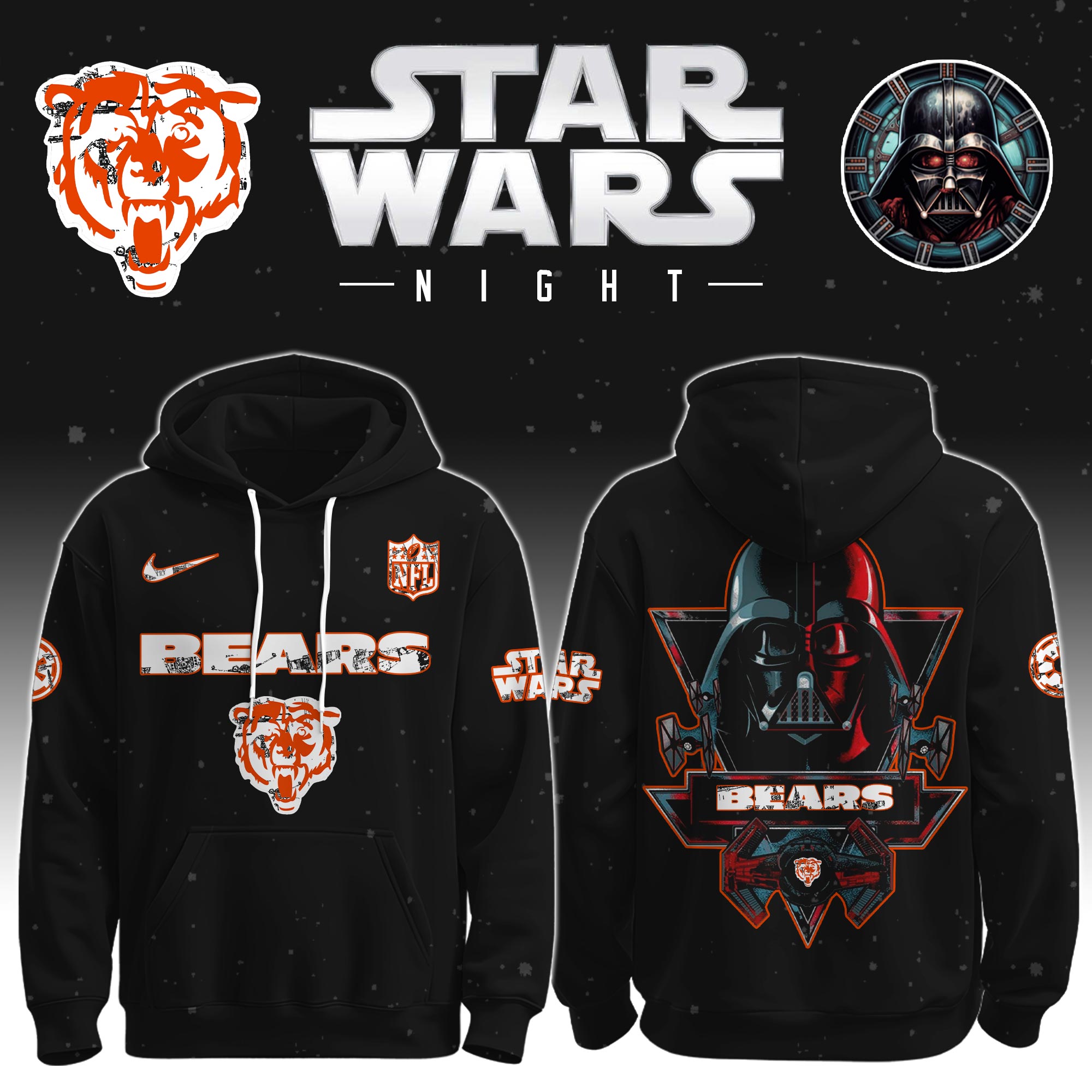Buildercar - Chicago Bears - NFL x Star War Limited Editions Hoodie Ver 5