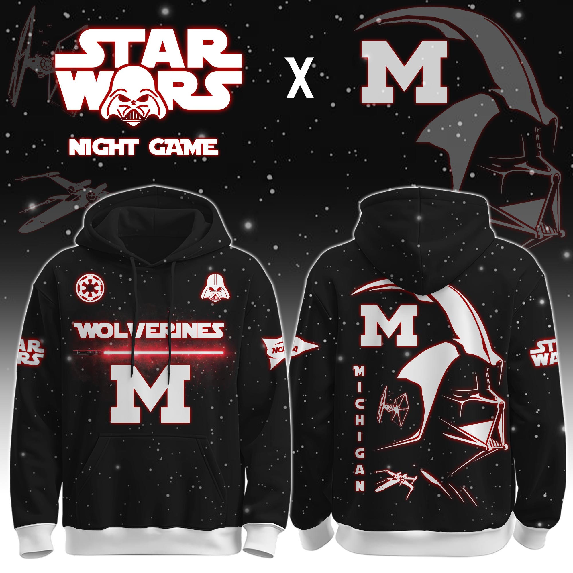 Buildercar - University of Michigan (Wolverines) - NCAA x Dark Vander Star War Limited Editions Hoodie