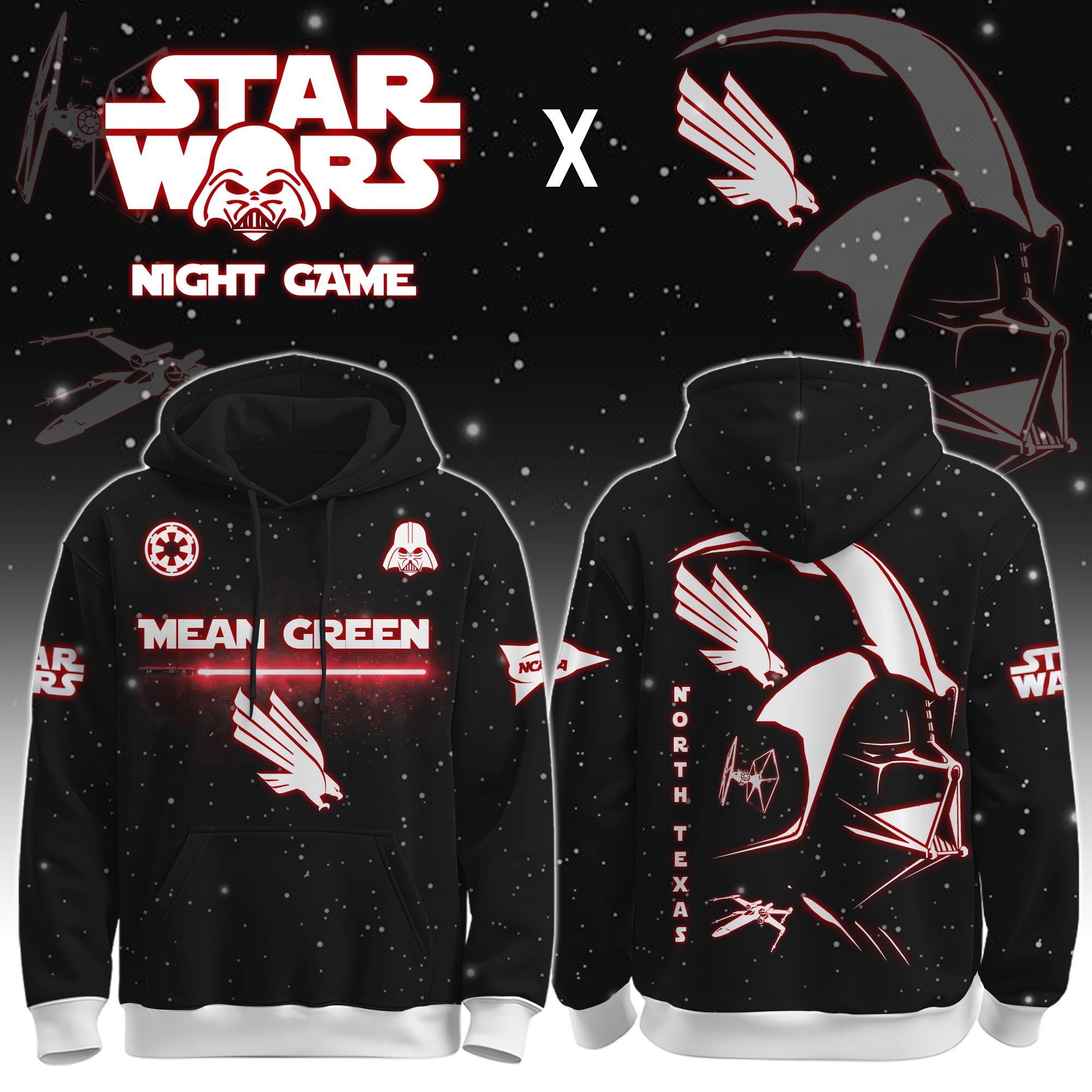 Buildercar - University of North Texas (Mean Green) - NCAA x Dark Vander Star War Limited Editions Hoodie