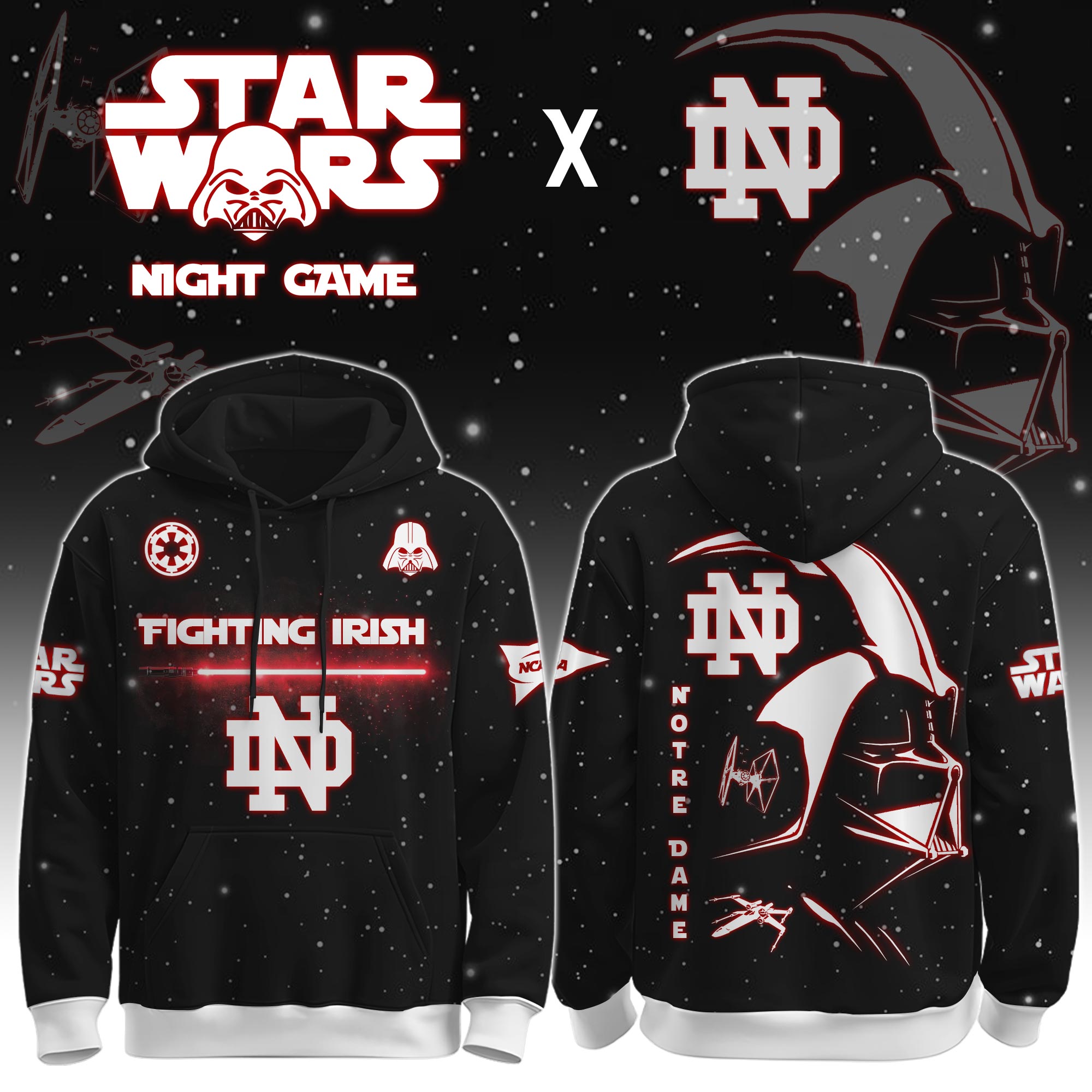 Buildercar - University of Notre Dame (Fighting Irish) - NCAA x Dark Vander Star War Limited Editions Hoodie