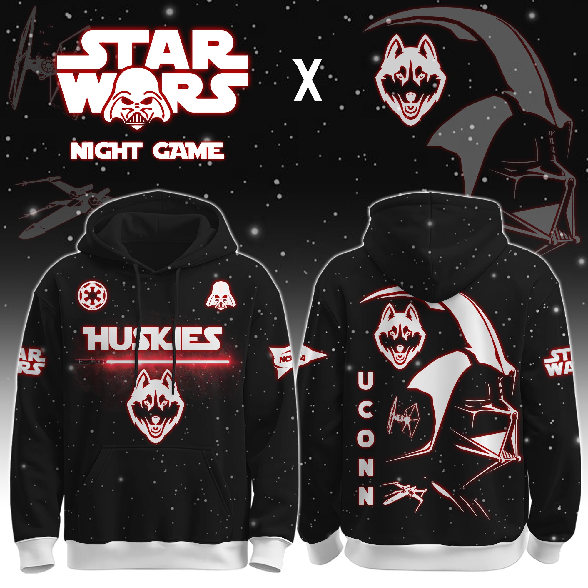 Buildercar - University of Connecticut (Huskies) - NCAA x Dark Vander Star War Limited Editions Hoodie
